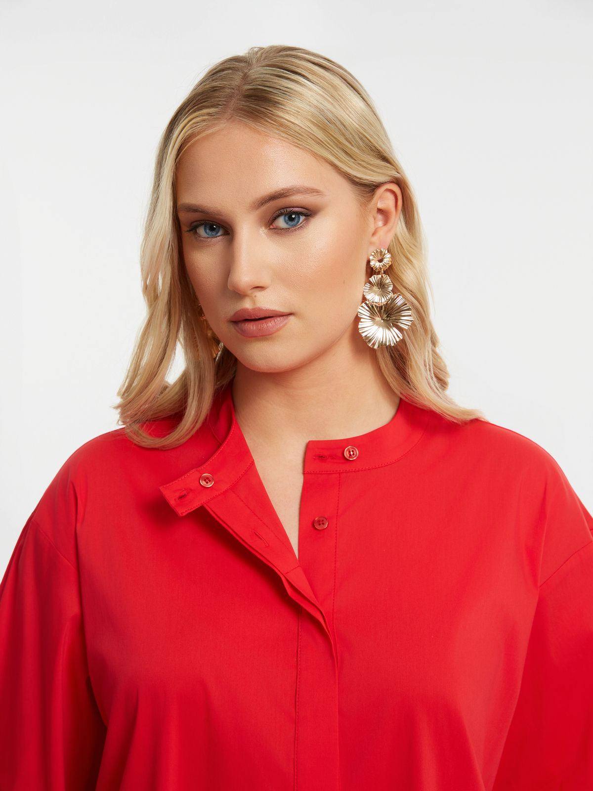 Flowy modal blend mao neck shirt