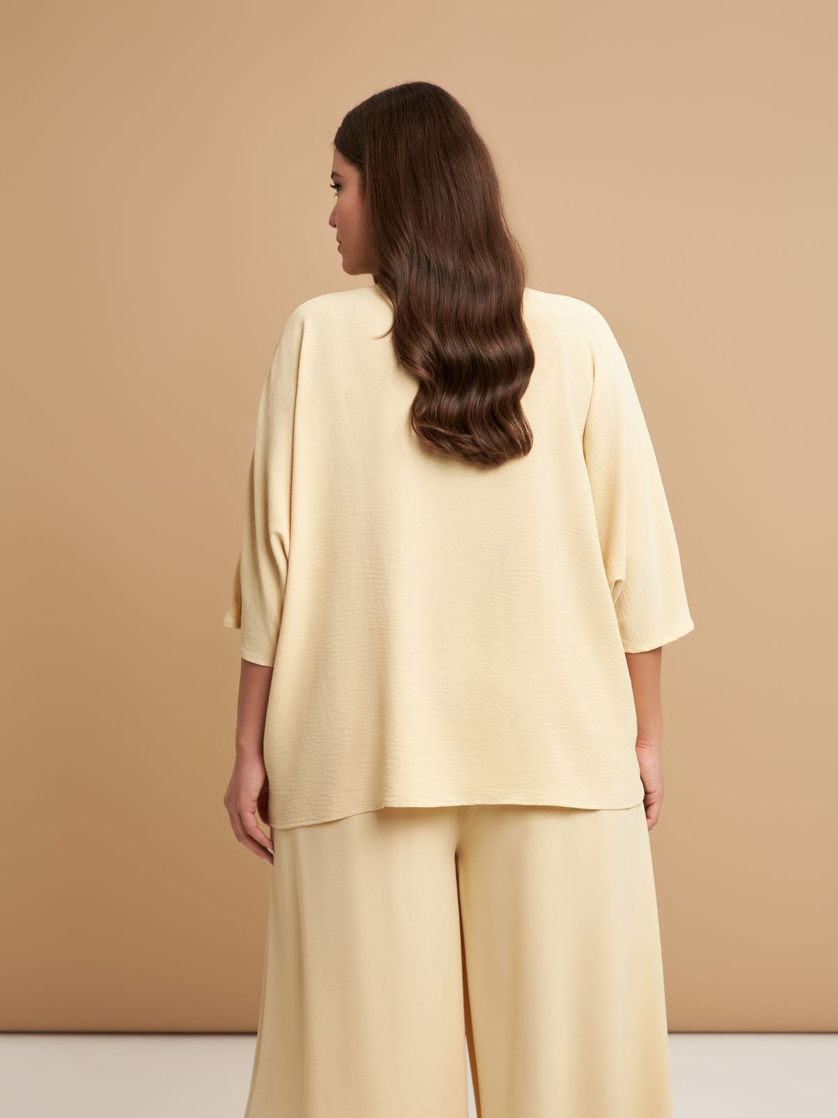 Airwashed crepe V-neck shirt