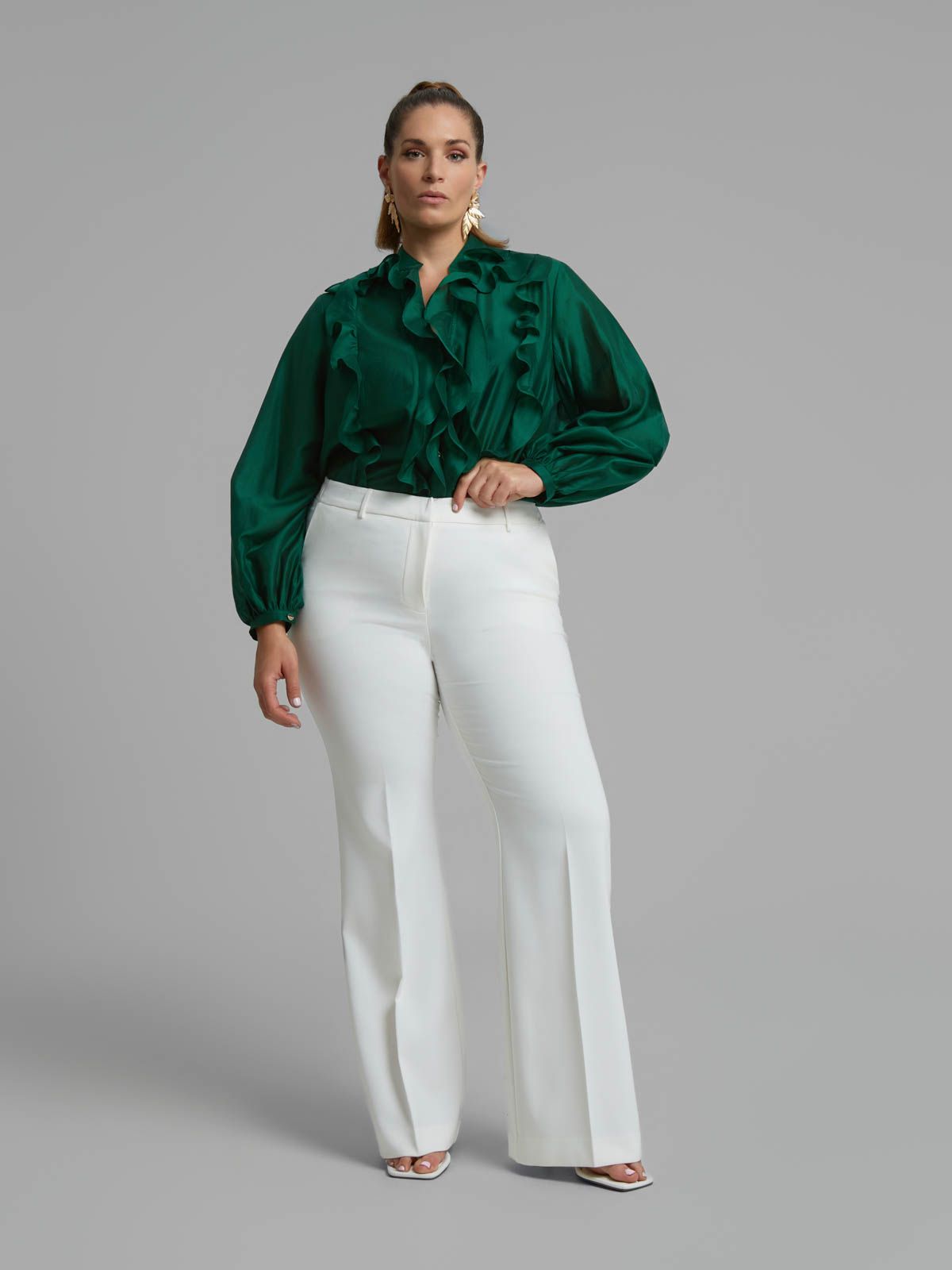 Ruffle detail shirt in lyocell blend