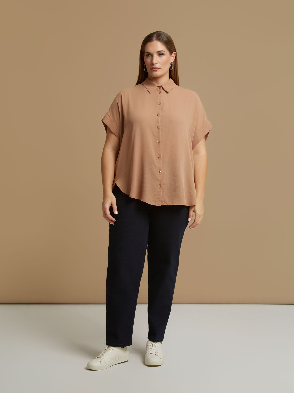 Crepe short-sleeve shirt
