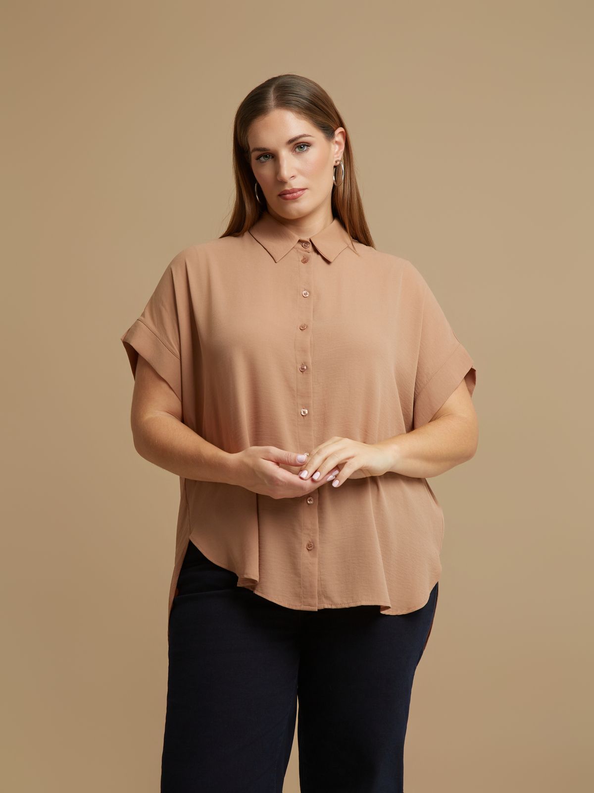 Crepe short-sleeve shirt