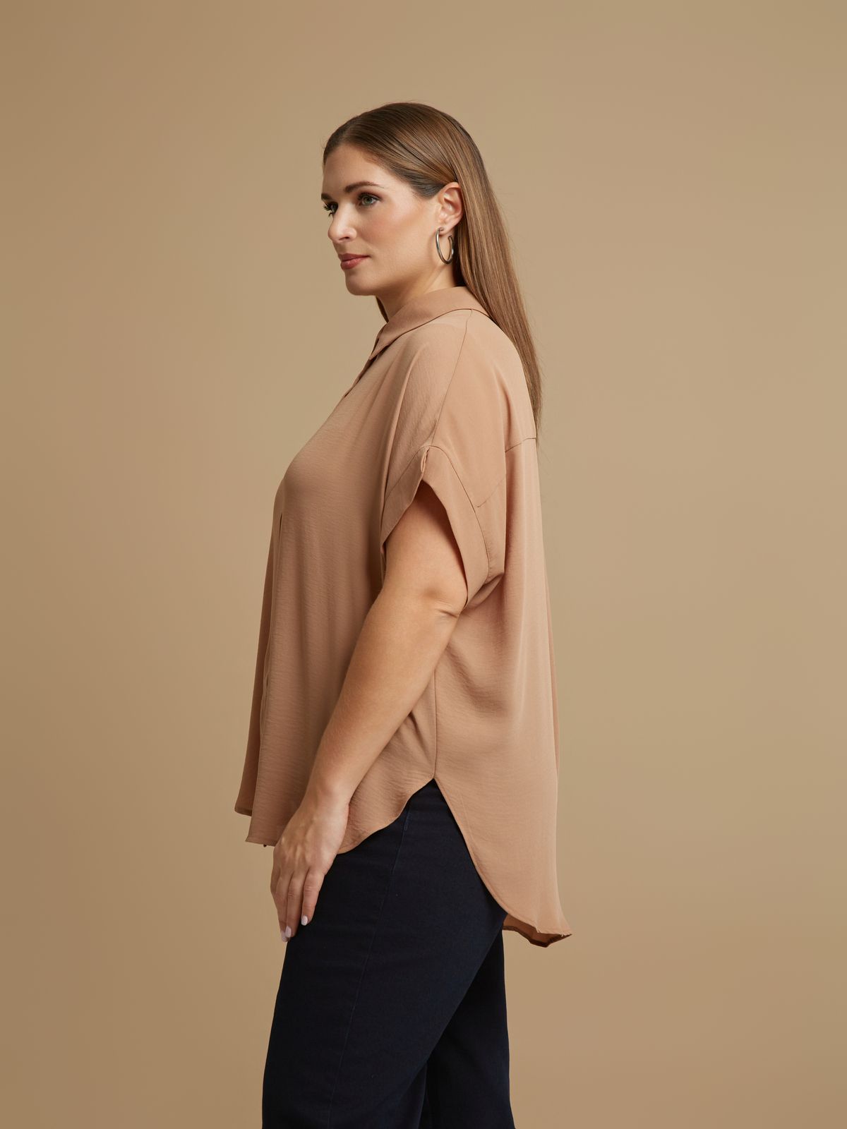 Crepe short-sleeve shirt