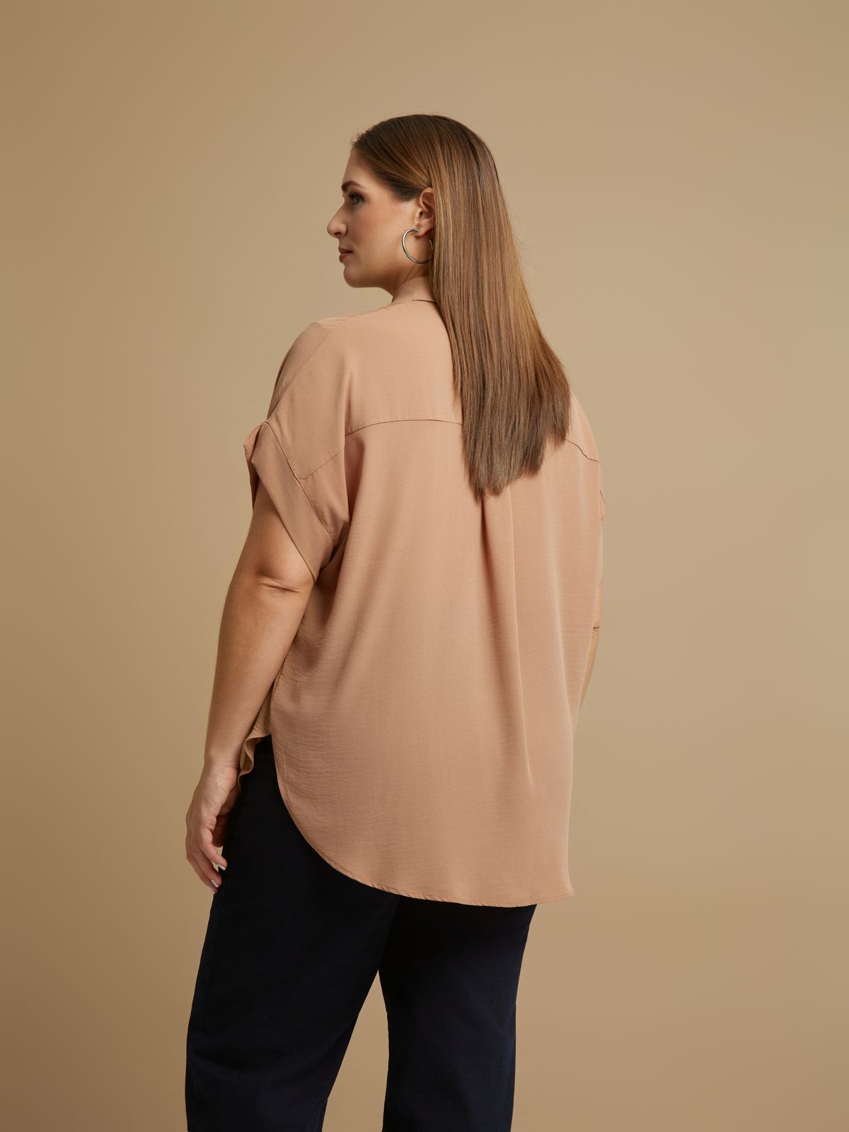 Crepe short-sleeve shirt