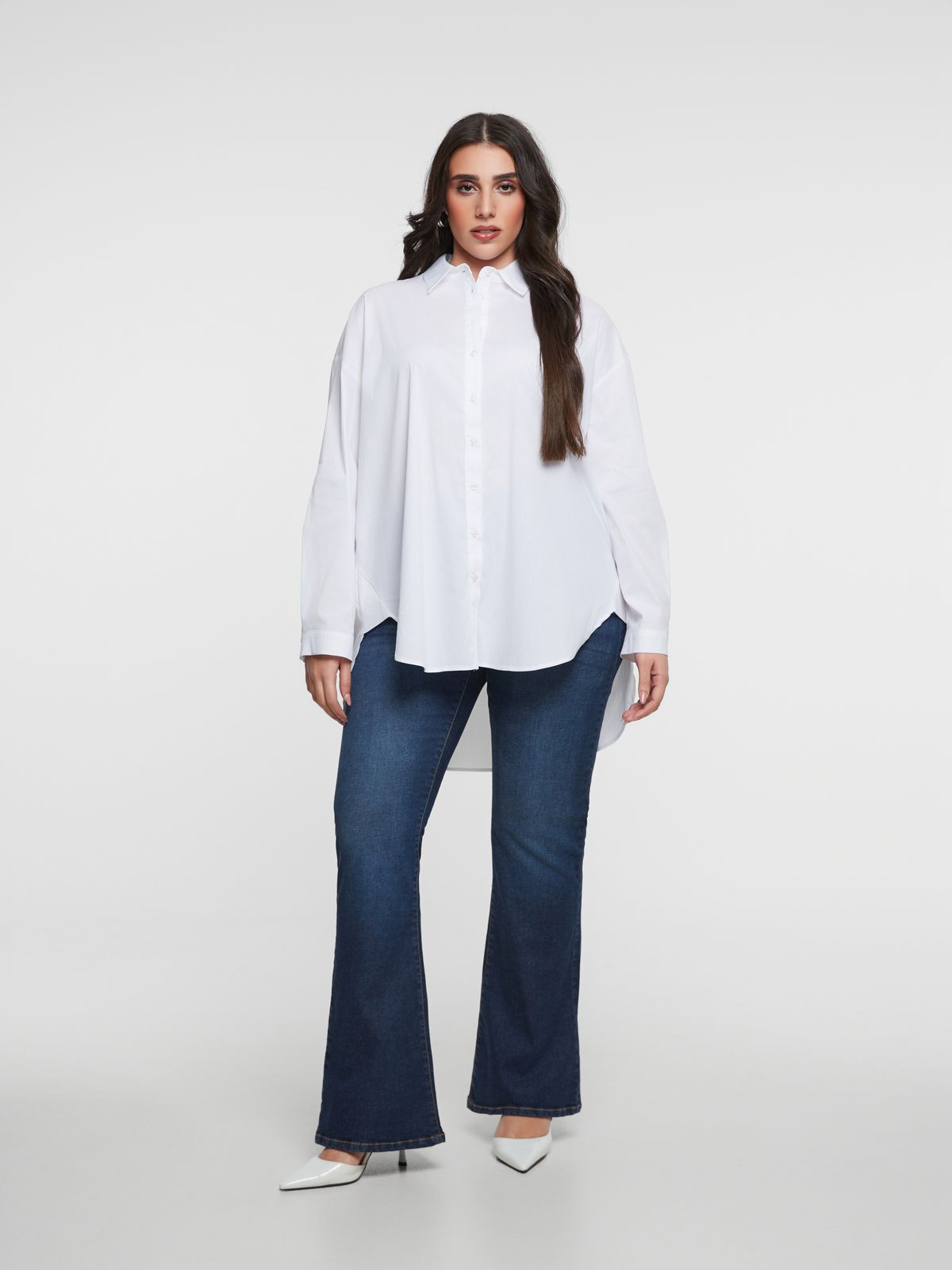 Poplin shirt with strass-detailed back