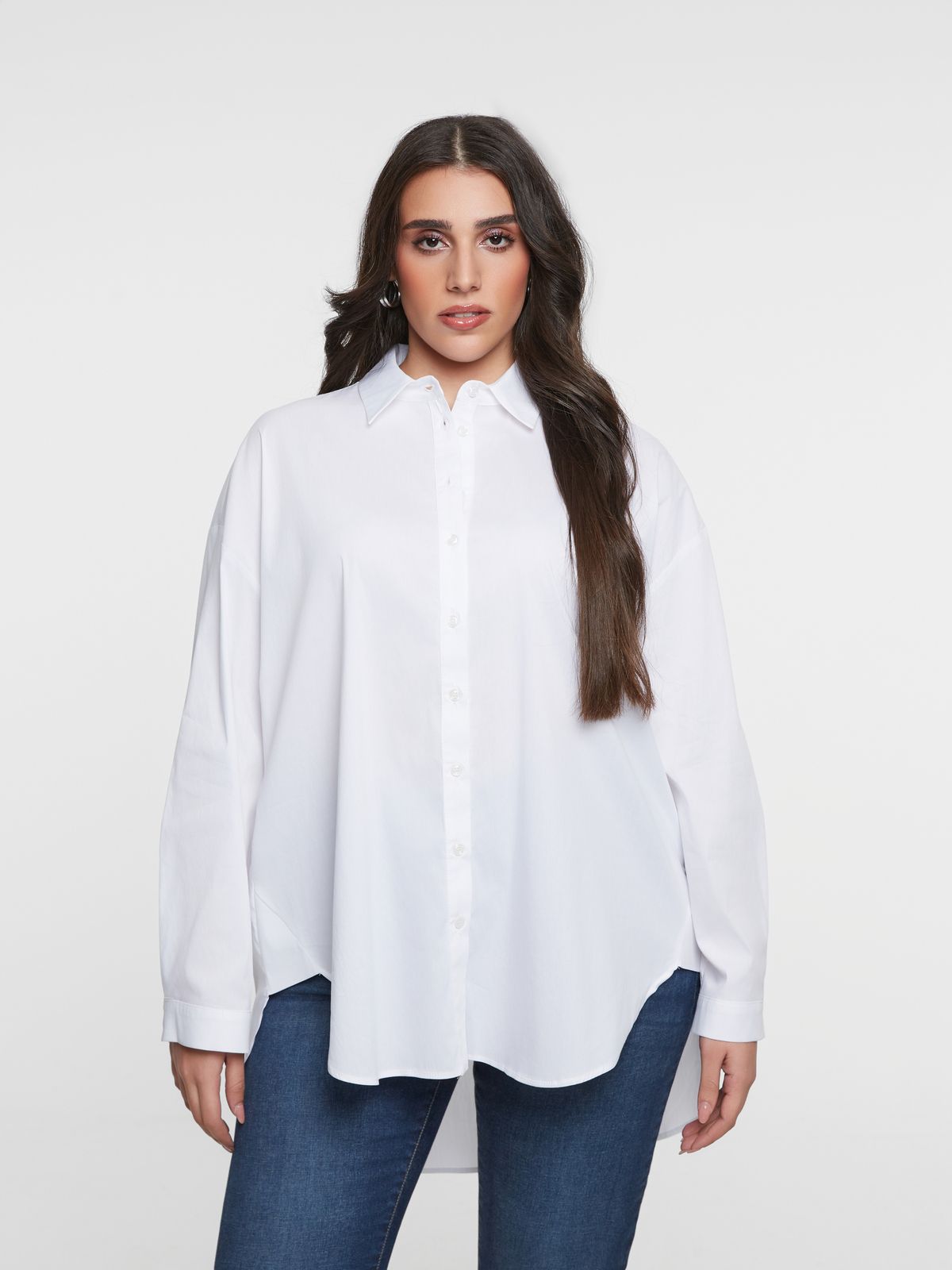 Poplin shirt with strass-detailed back