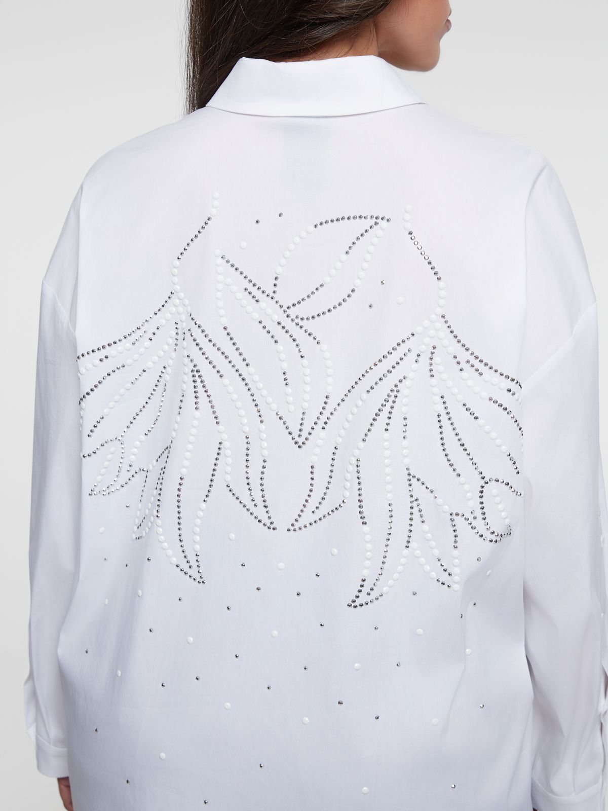 Poplin shirt with strass-detailed back