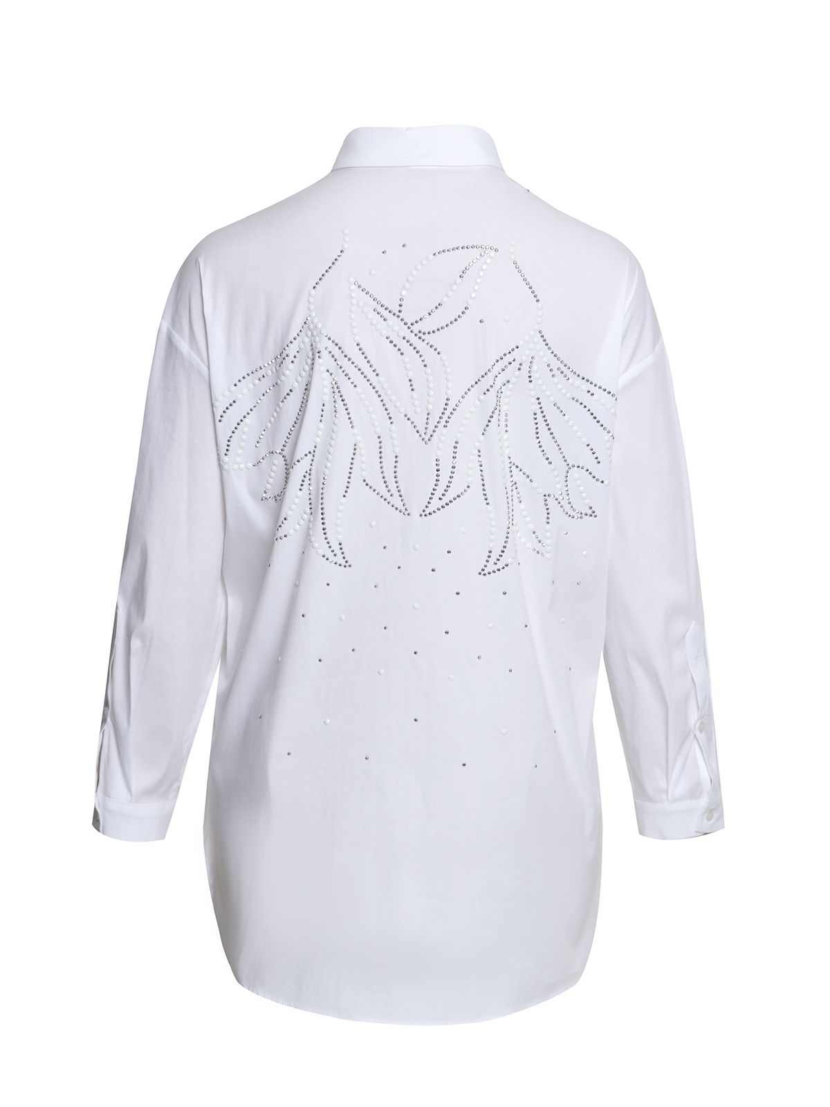 Poplin shirt with strass-detailed back