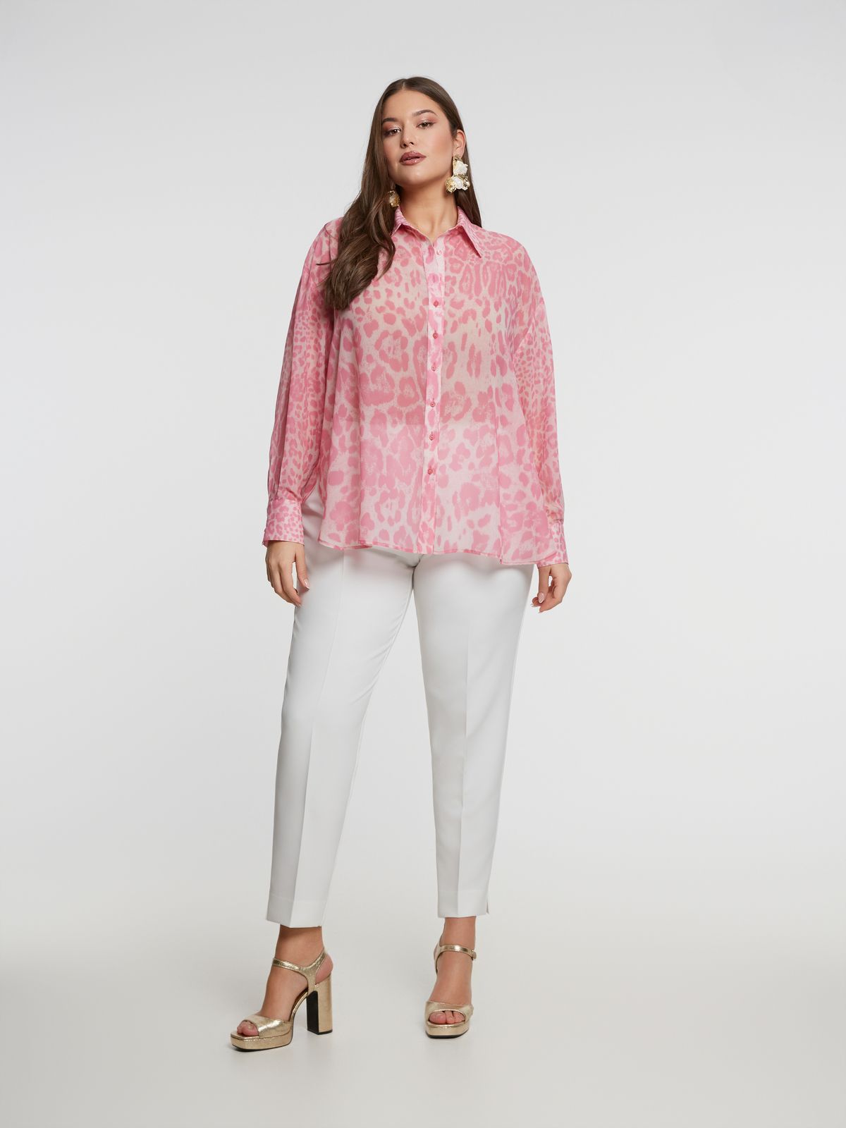Button-up shirt in animal print