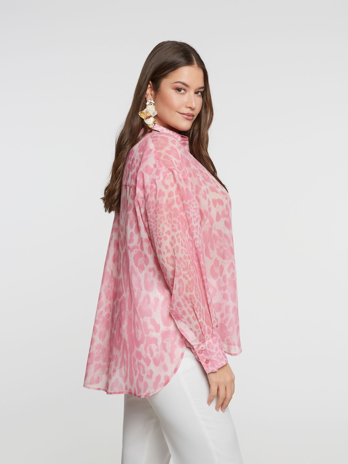 Button-up shirt in animal print