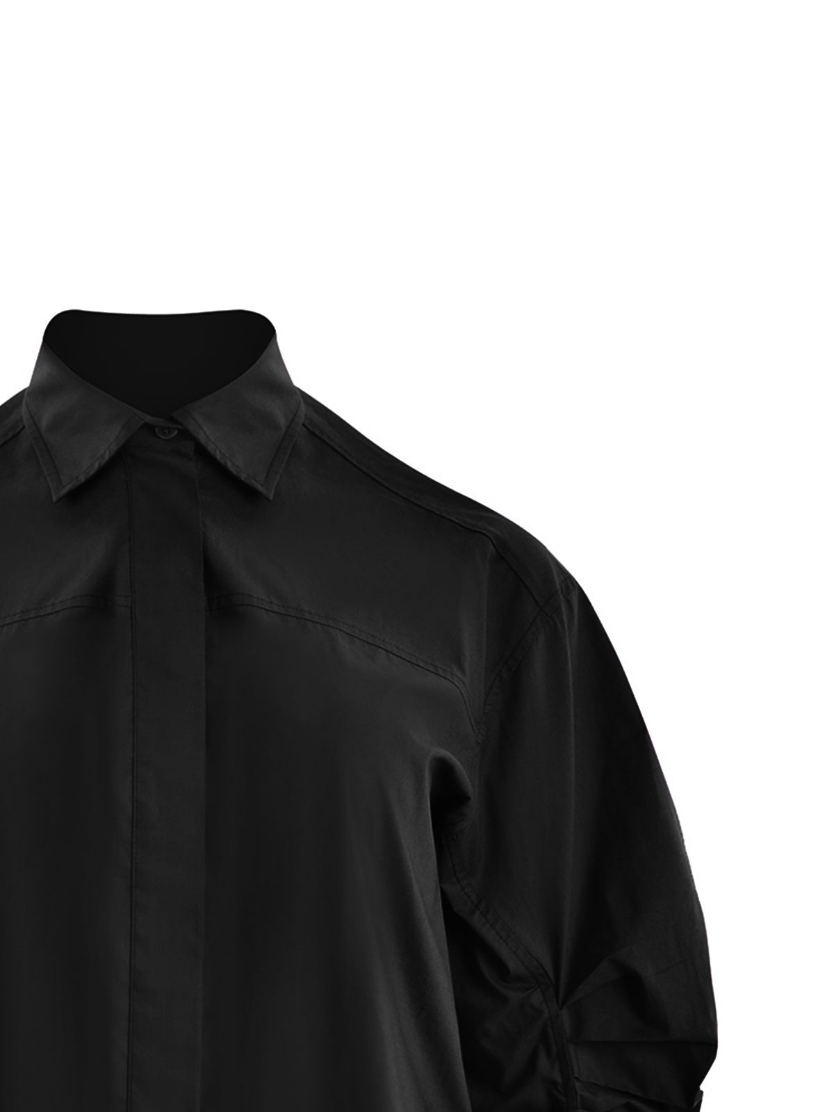 Cotton shirt with gathered sleeves