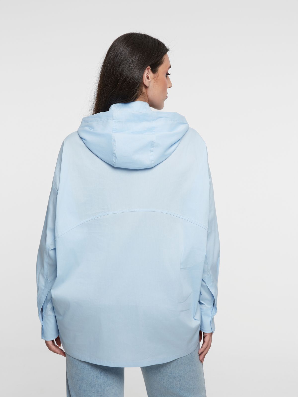 Relaxed hooded cotton shirt