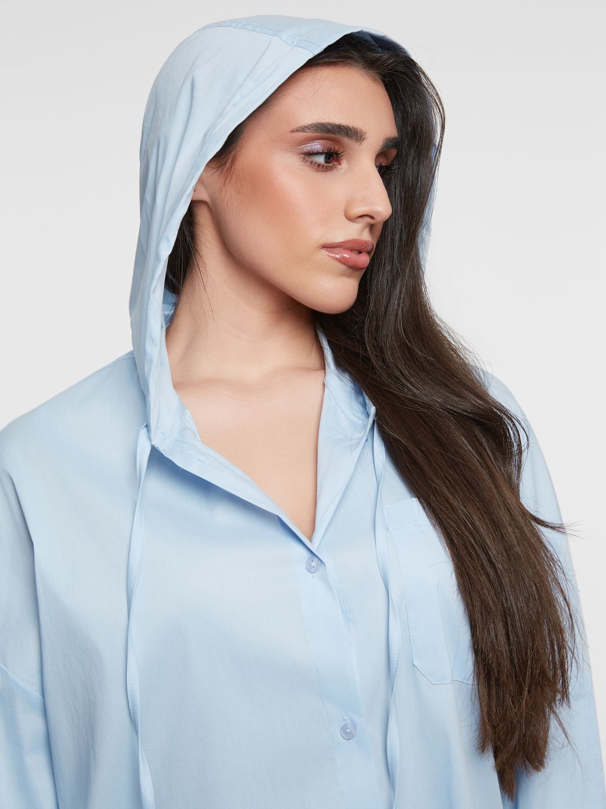 Relaxed hooded cotton shirt