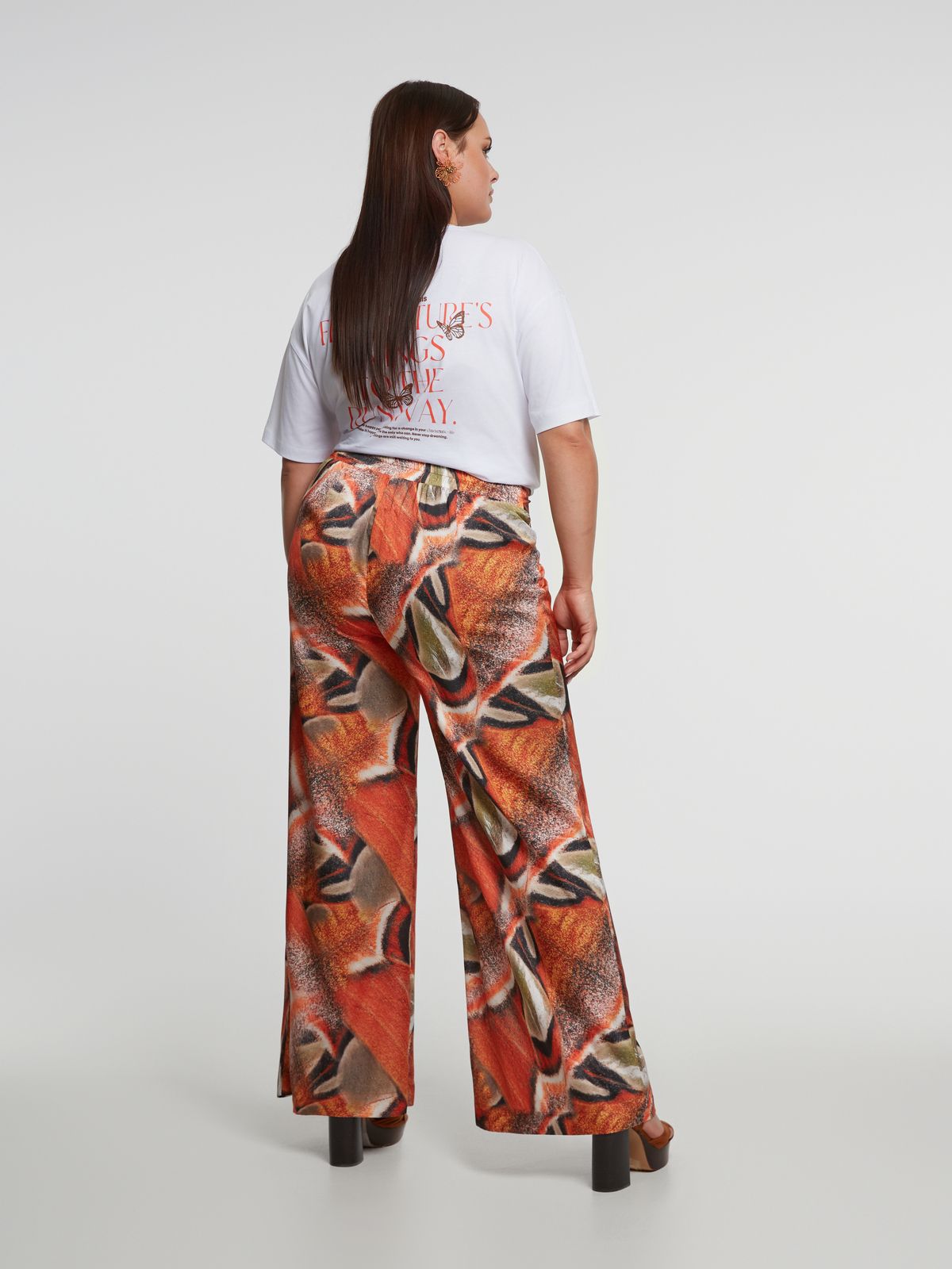 Printed high-waisted wide-leg pants