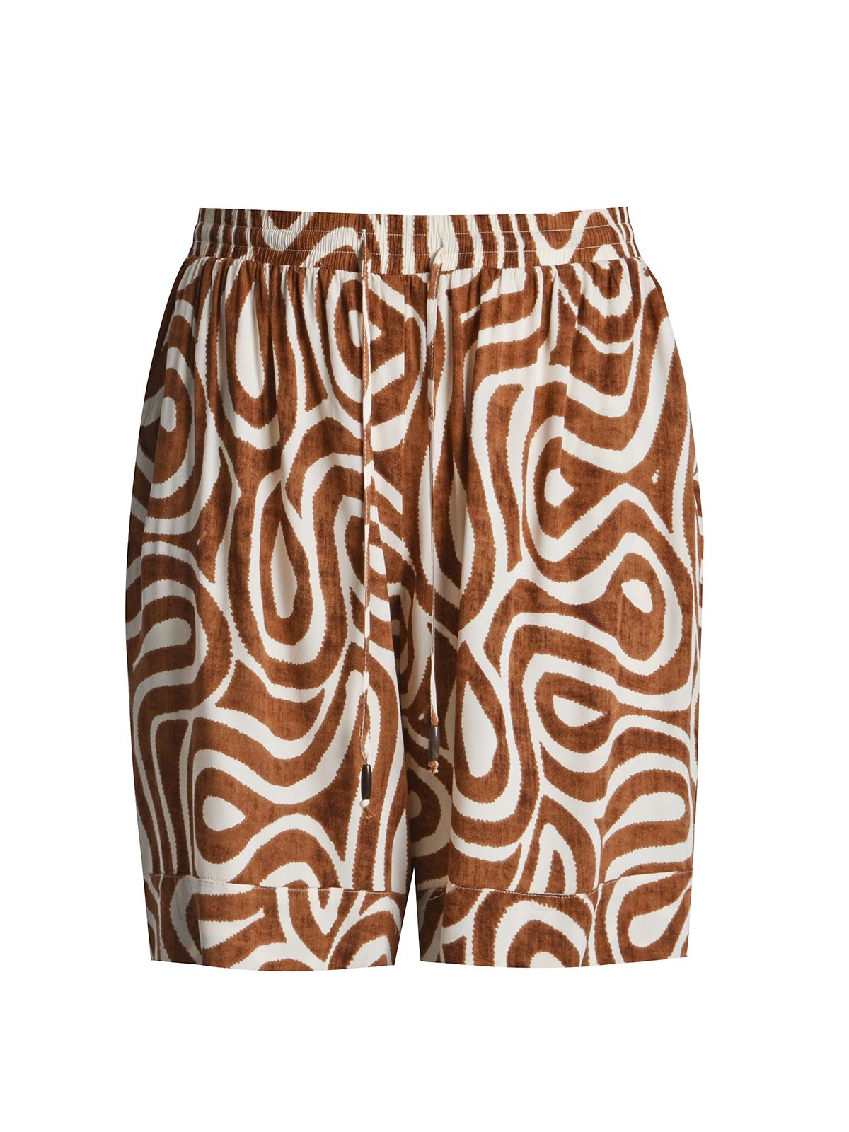 Printed relaxed-fit viscose shorts with drawstring waist