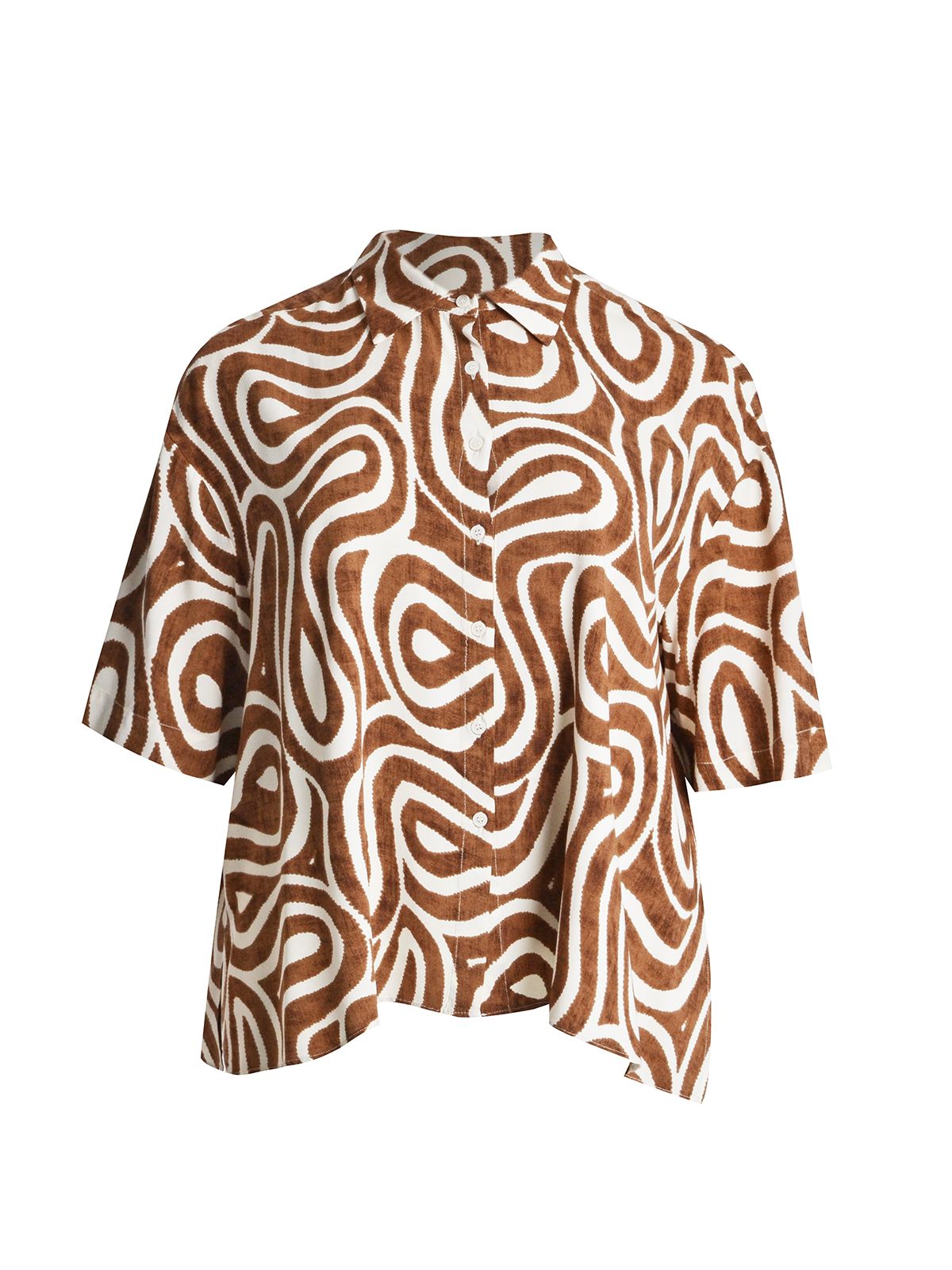 Printed short-sleeve viscose shirt