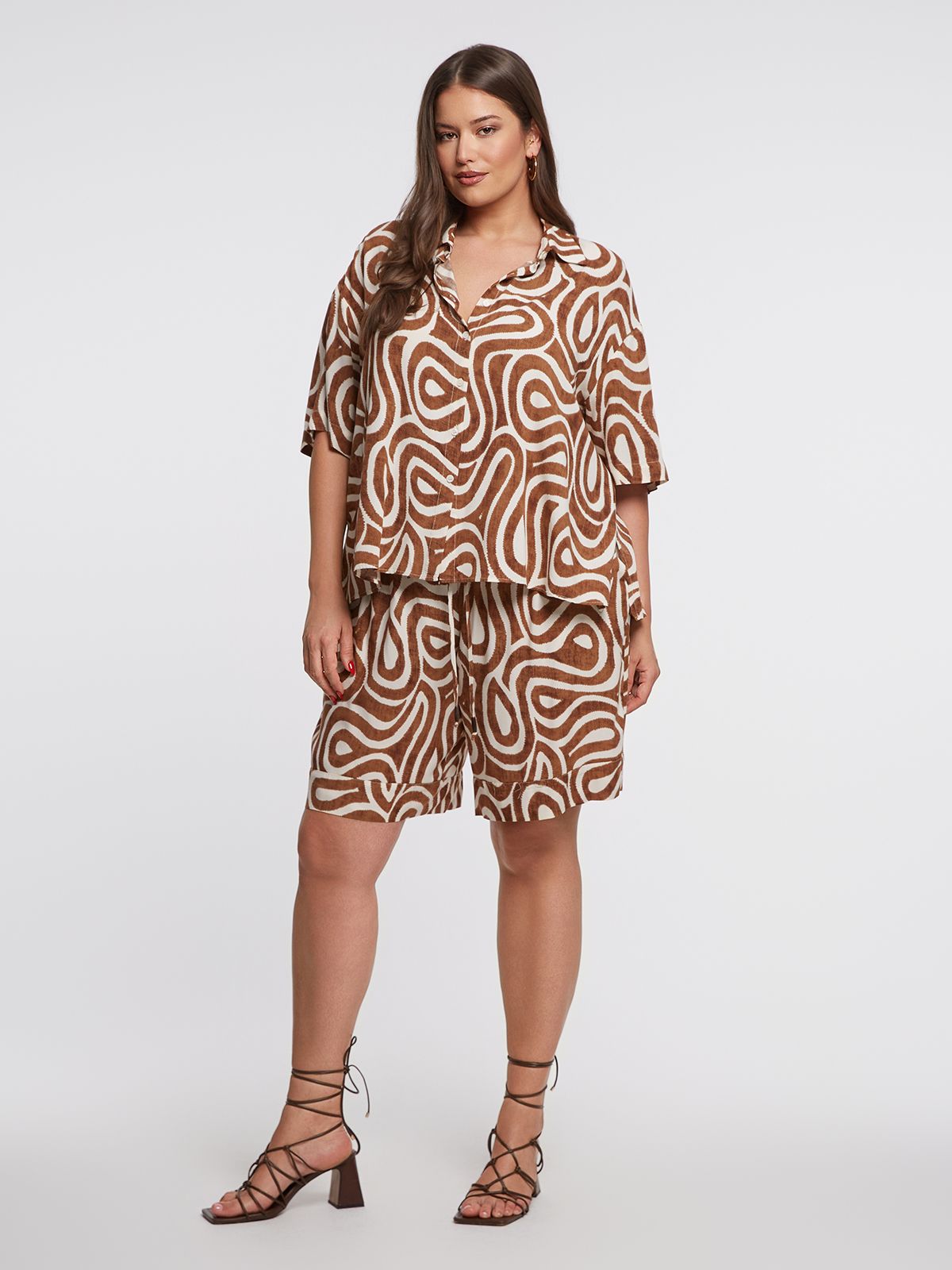Printed short-sleeve viscose shirt