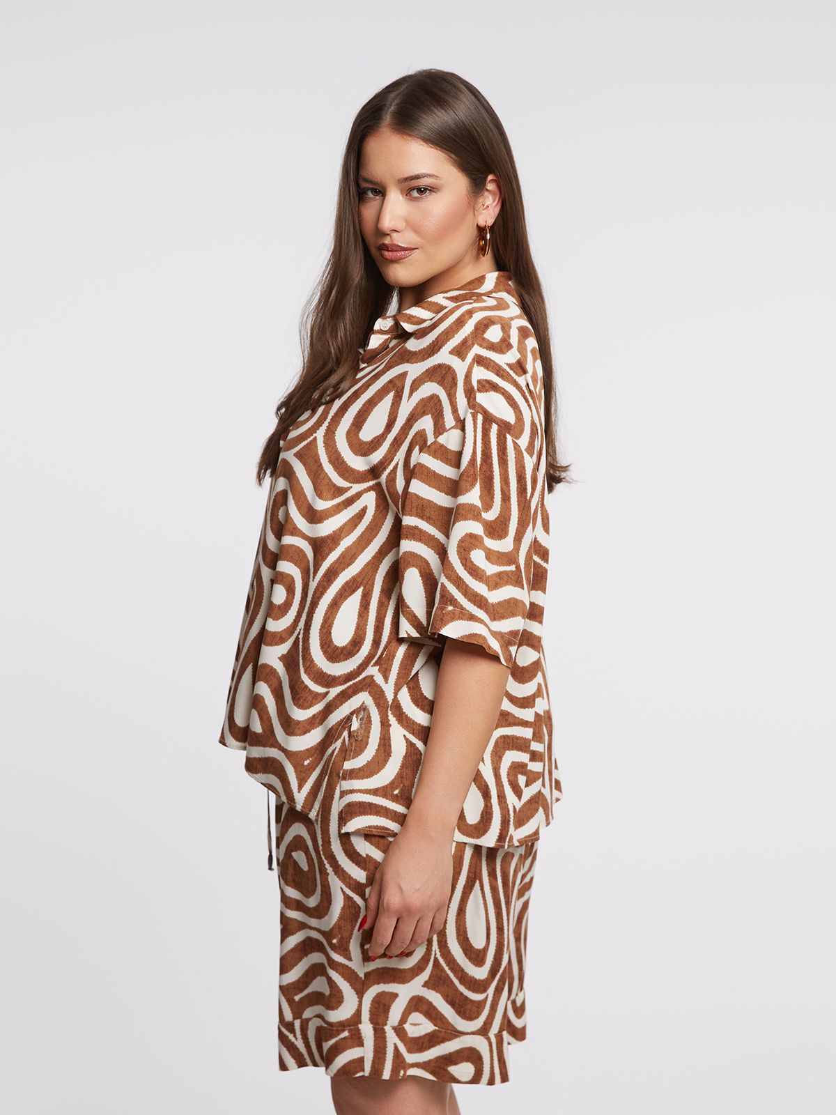Printed short-sleeve viscose shirt