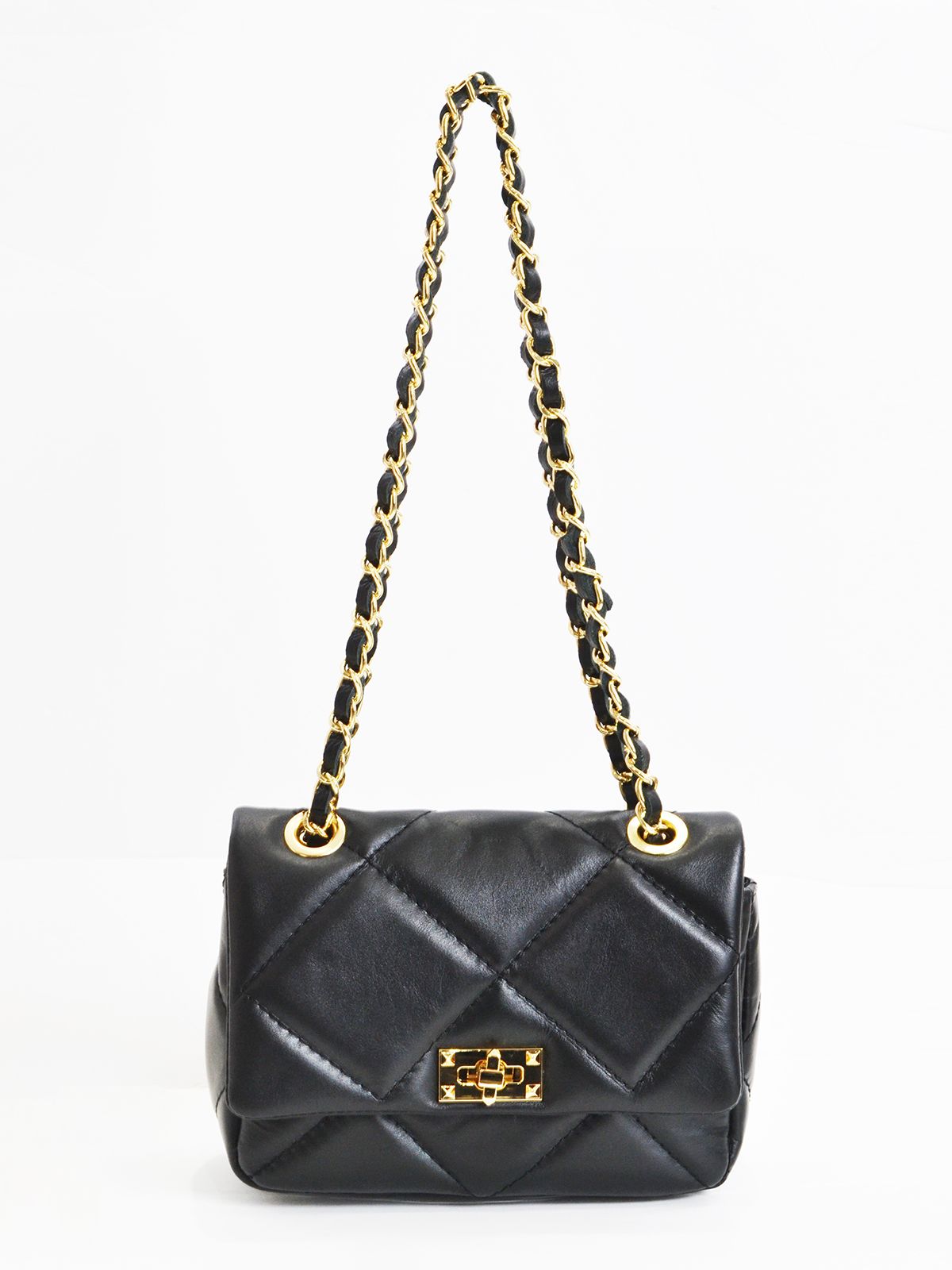Quilted leather mini flap bag