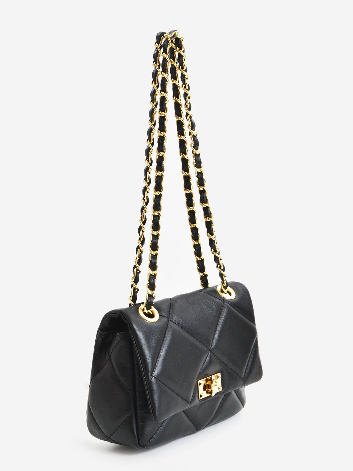 Quilted leather mini flap bag