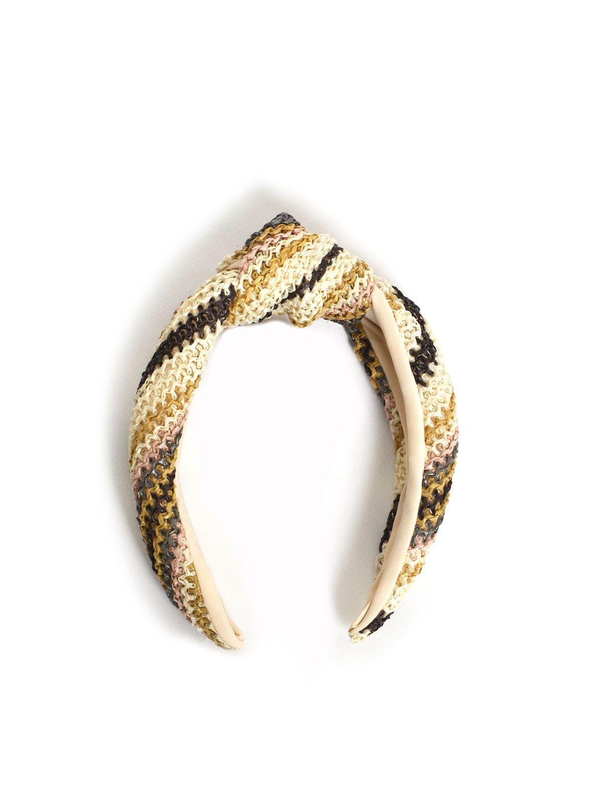 Raffia woven top knot headband