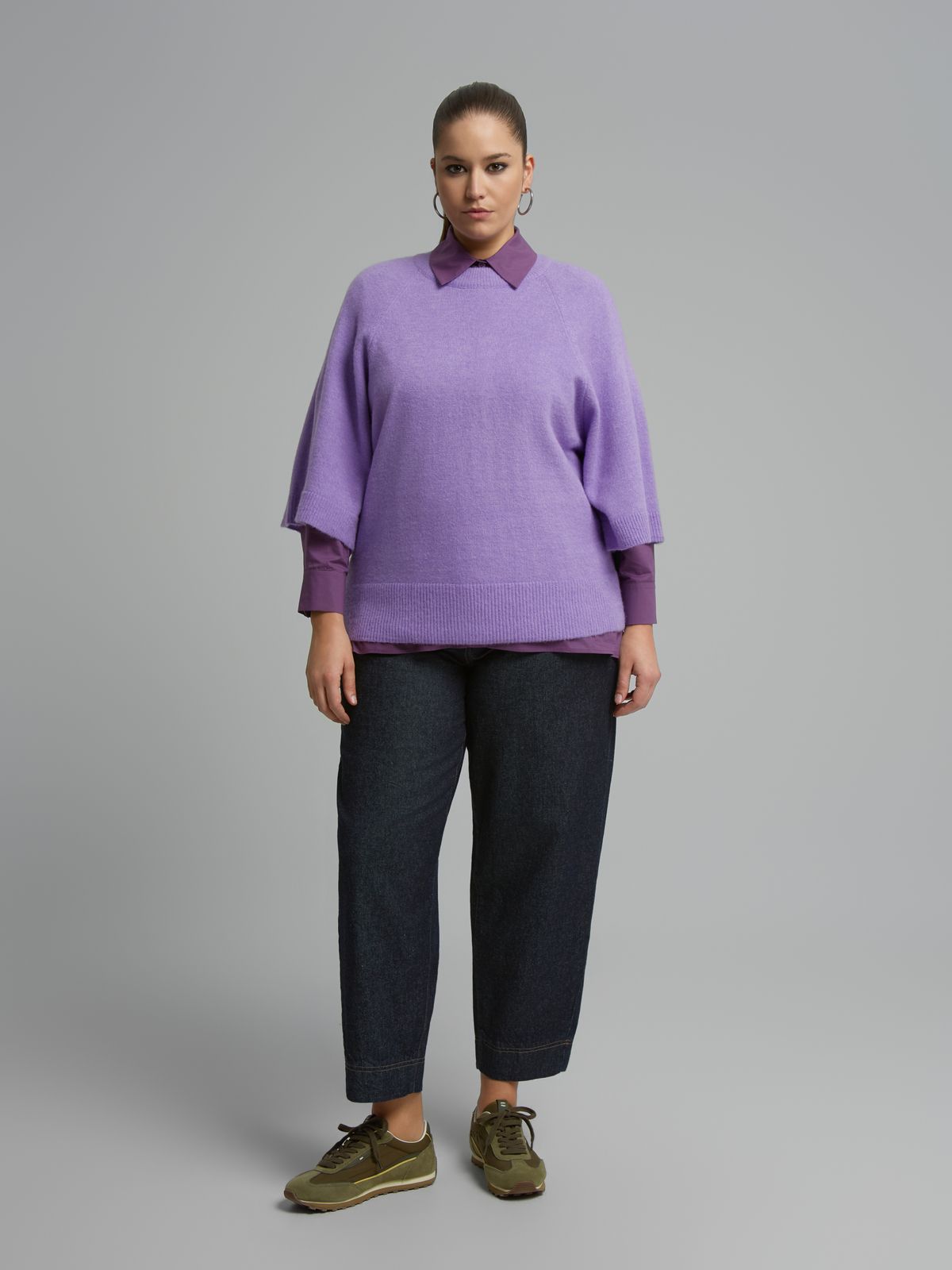 Raglan 3/4 sleeve knit jumper