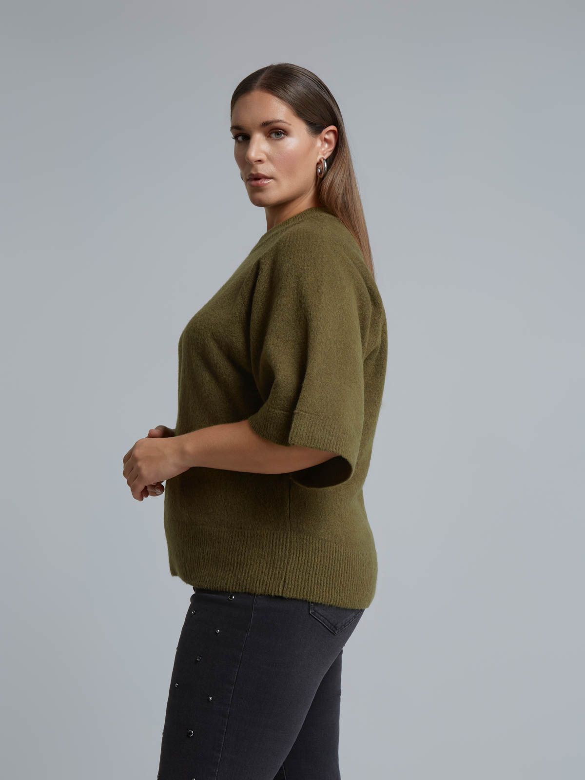Raglan 3/4 sleeve knit jumper