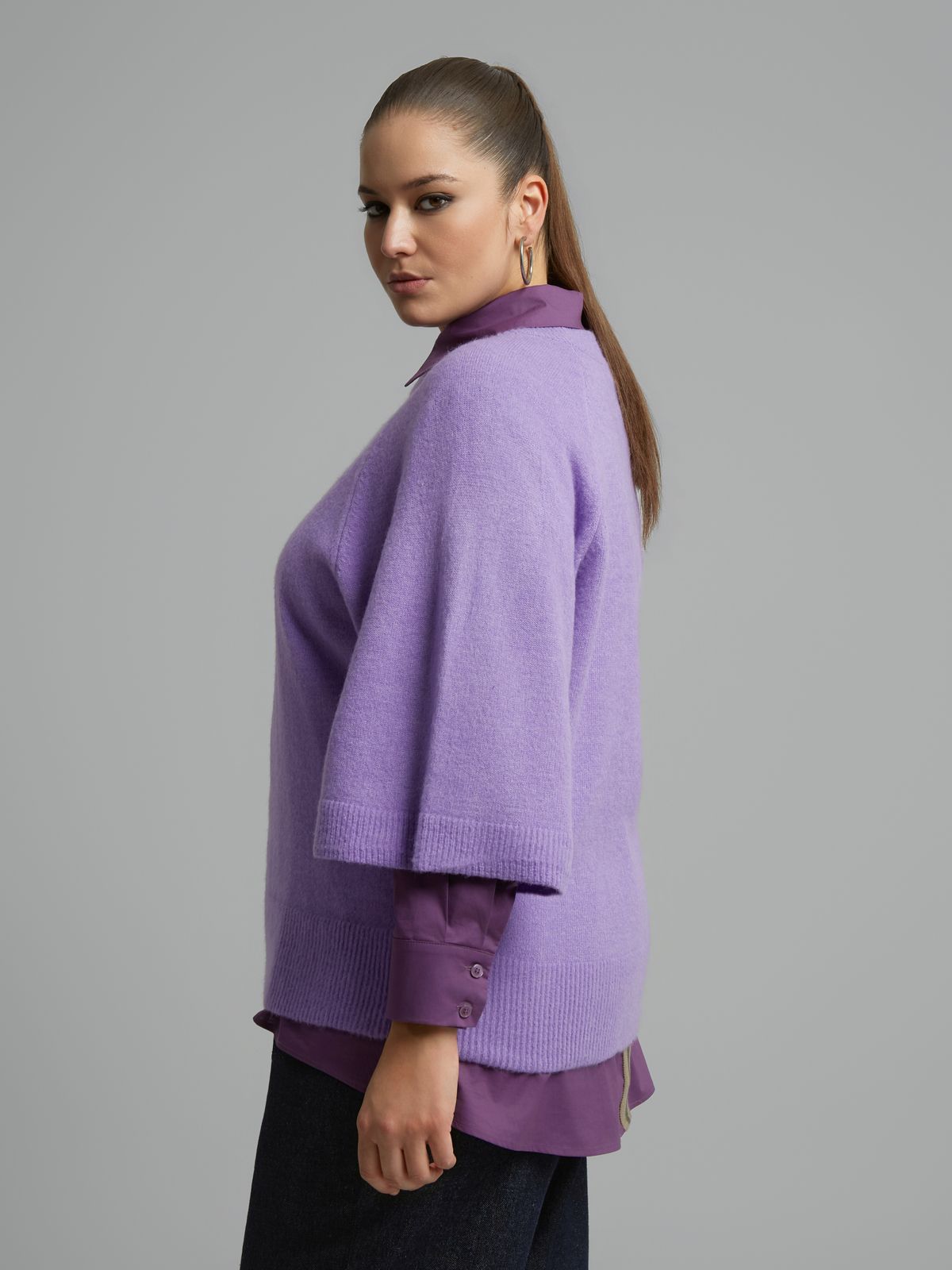 Raglan 3/4 sleeve knit jumper