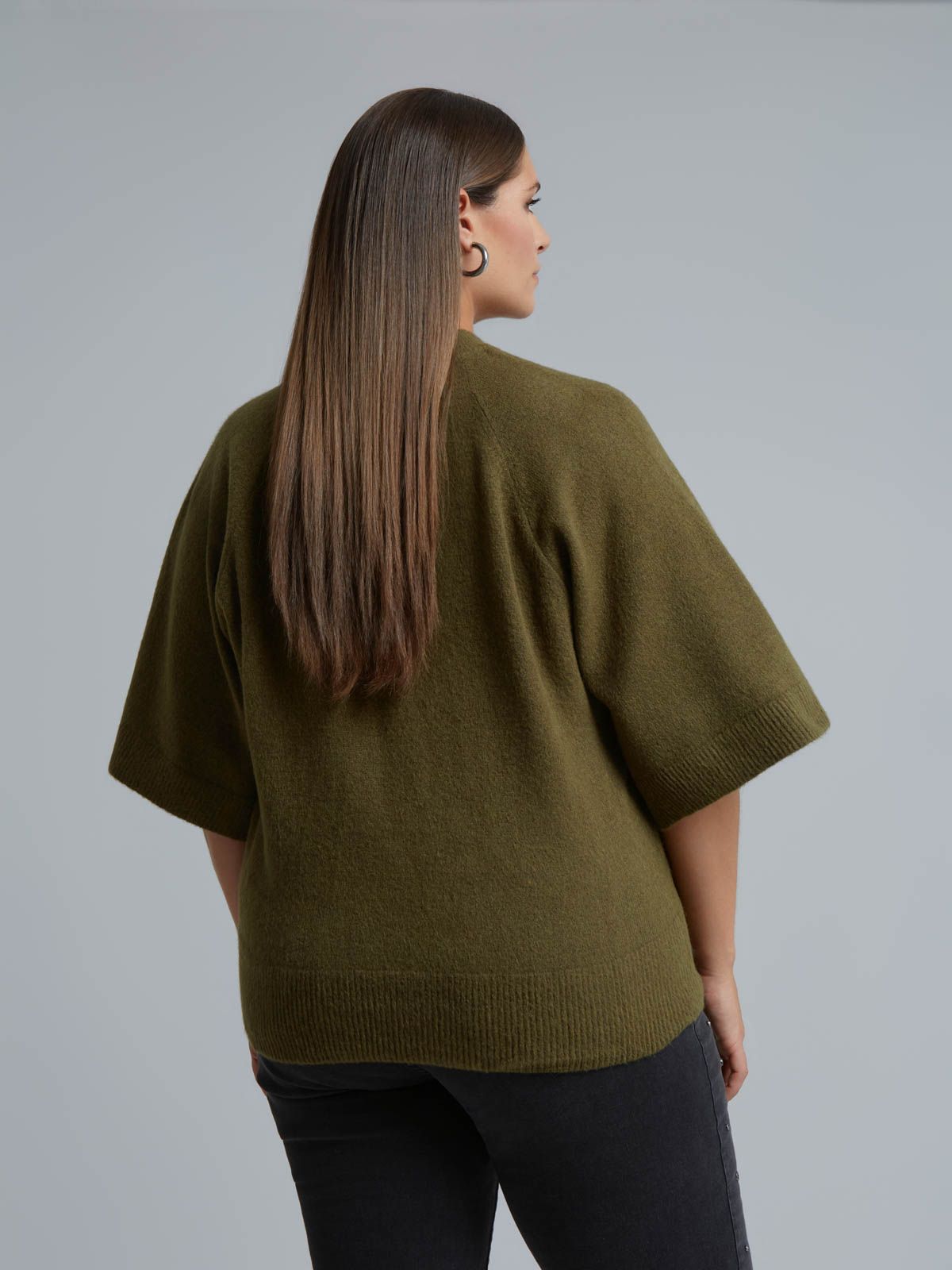 Raglan 3/4 sleeve knit jumper