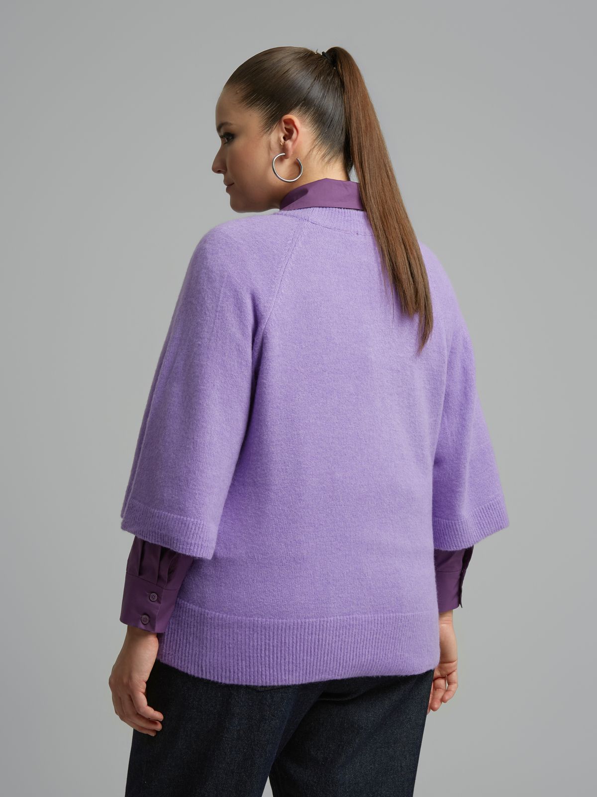 Raglan 3/4 sleeve knit jumper