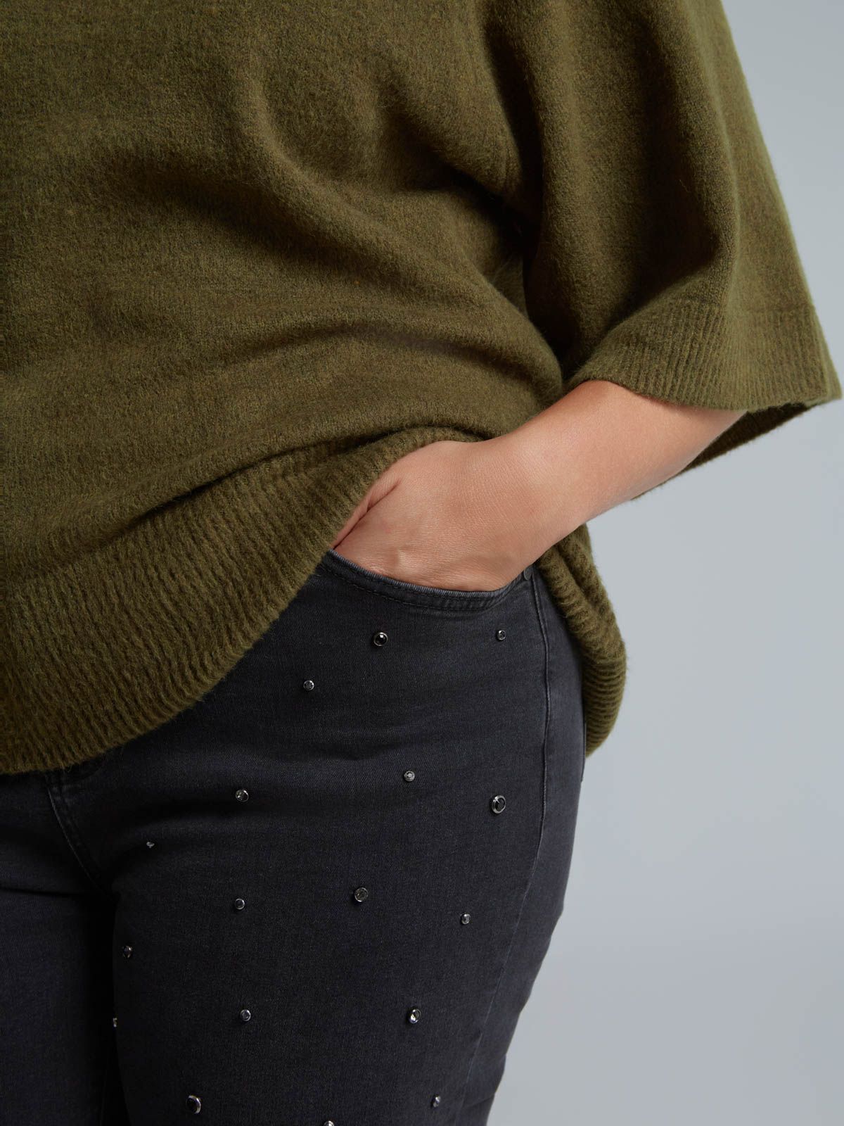 Raglan 3/4 sleeve knit jumper