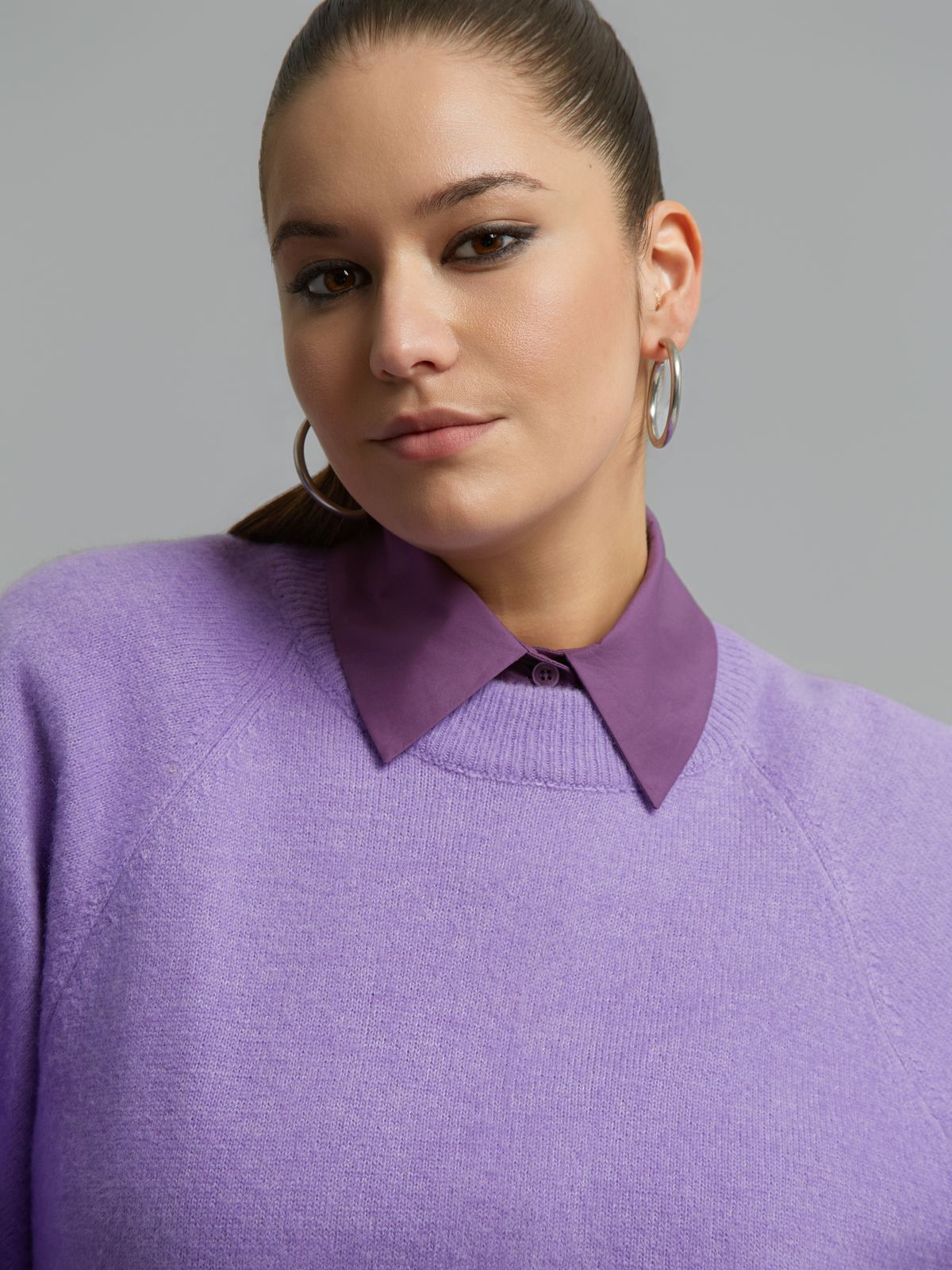 Raglan 3/4 sleeve knit jumper