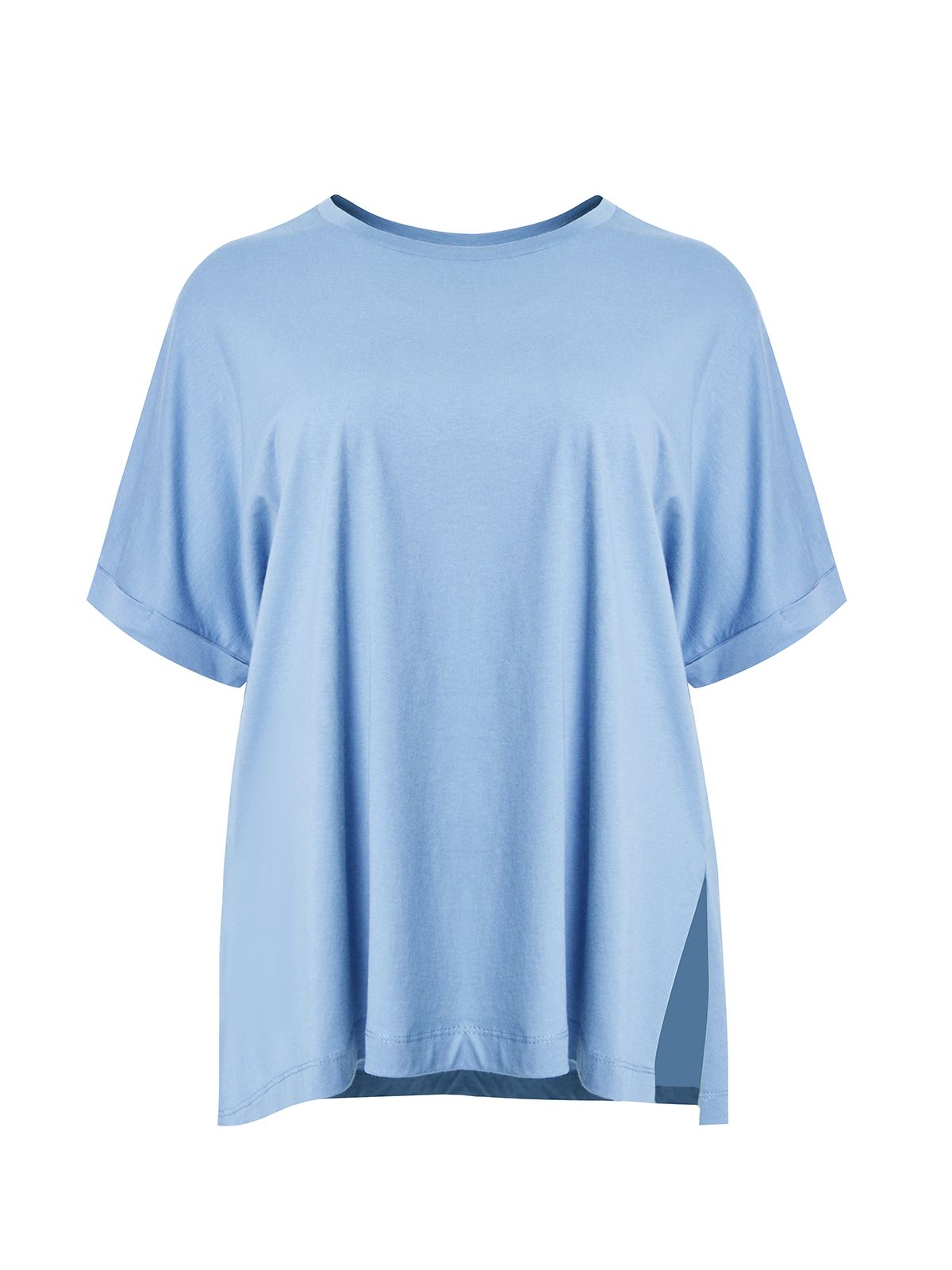 Relaxed fit cotton t-shirt with split hem