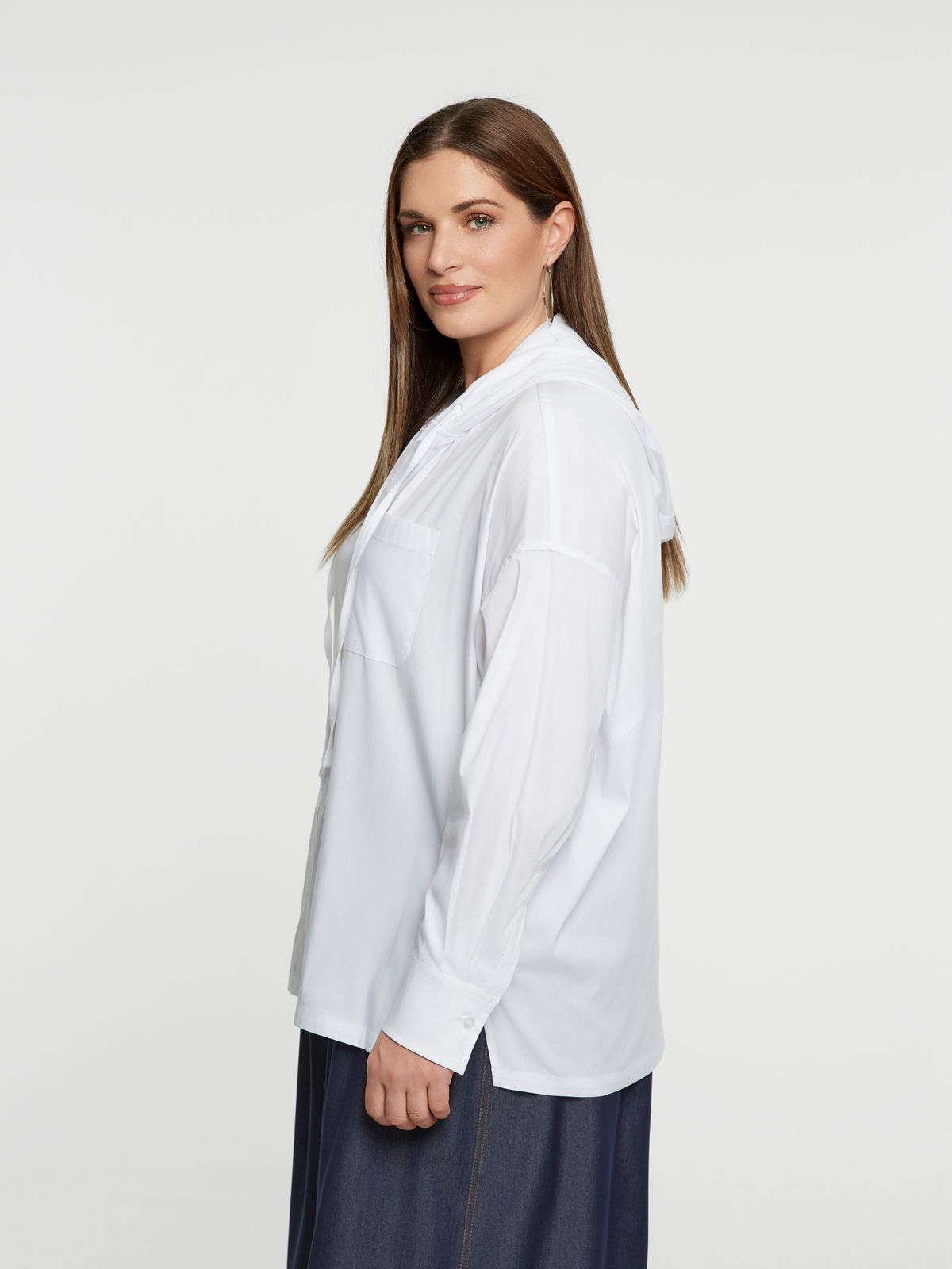 Relaxed hooded cotton shirt
