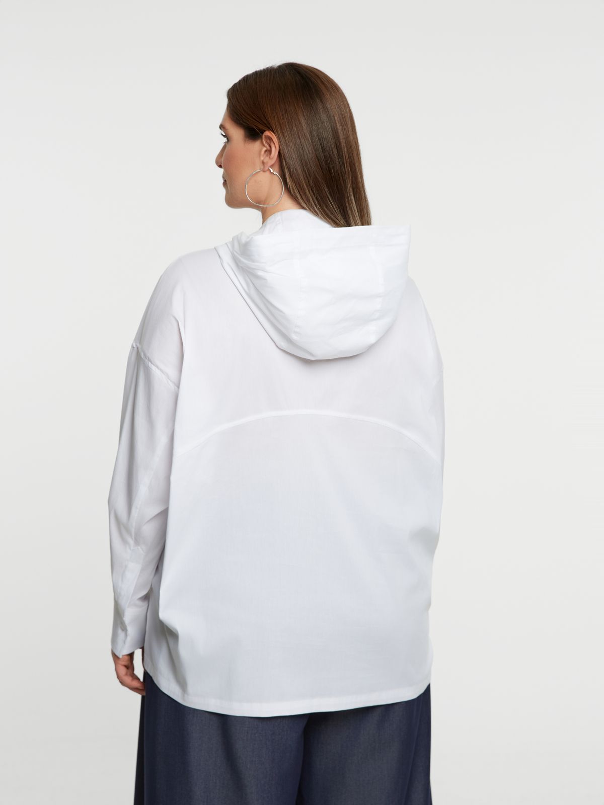 Relaxed hooded cotton shirt