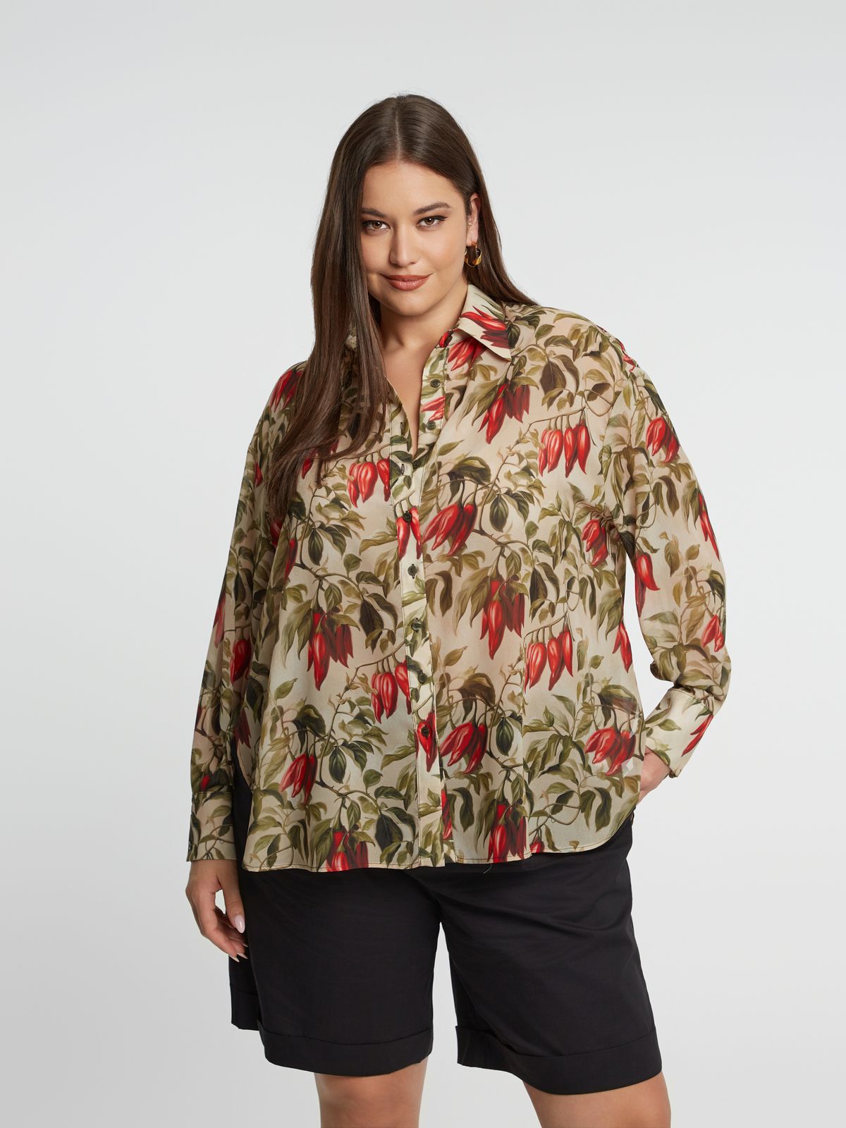 Relaxed shirt in chili print