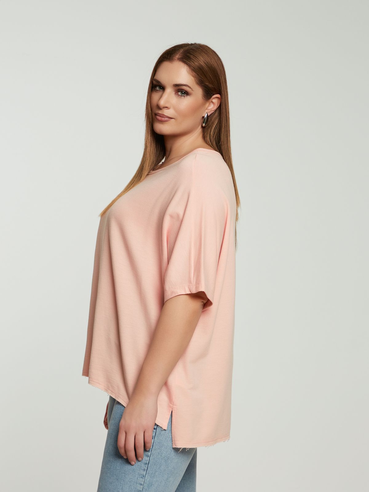 Relaxed short-sleeve cotton blend sweat top