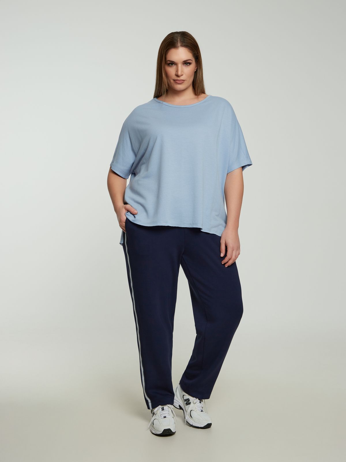 Relaxed short-sleeve cotton blend sweat top