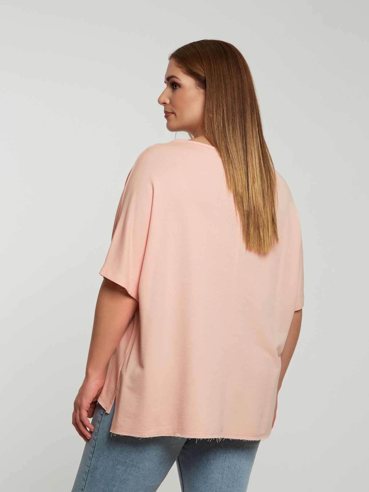 Relaxed short-sleeve cotton blend sweat top