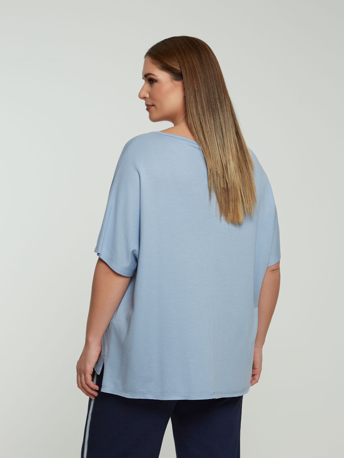 Relaxed short-sleeve cotton blend sweat top