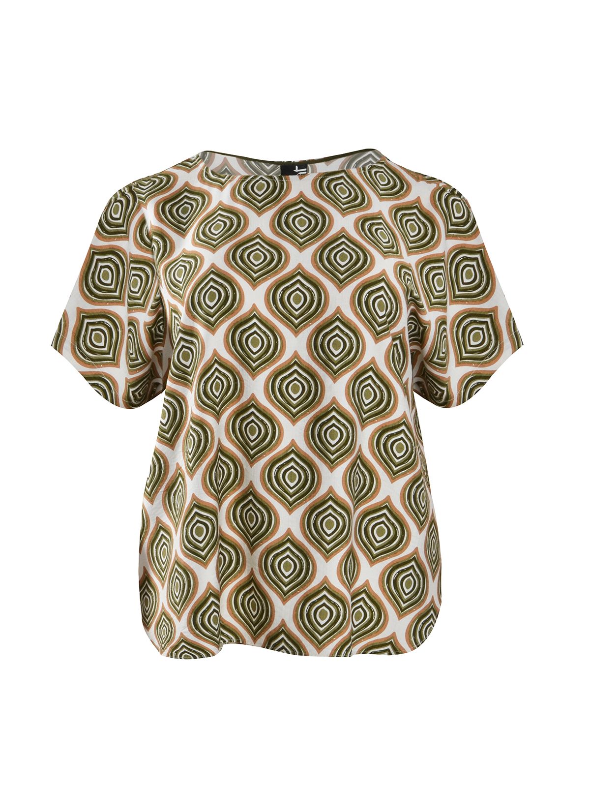 Retro-print fluid top in viscose blend
