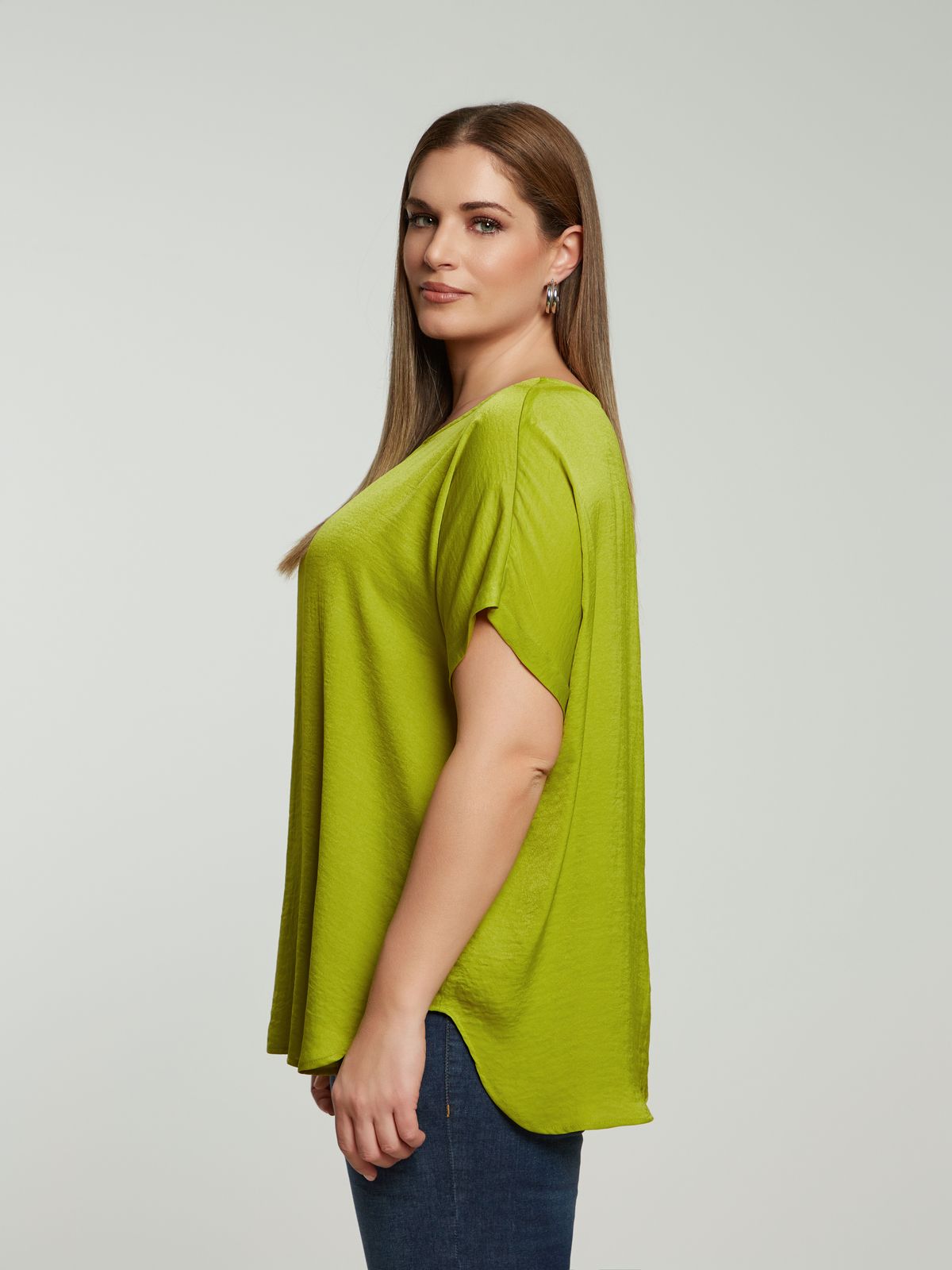 Round-neck satin top