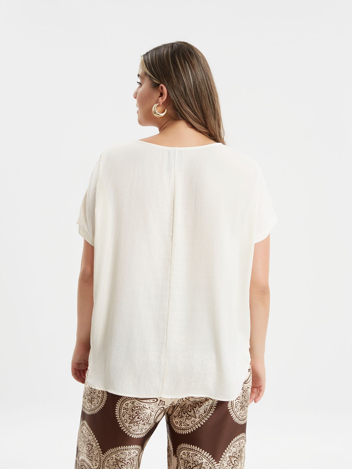 Round-neck satin top