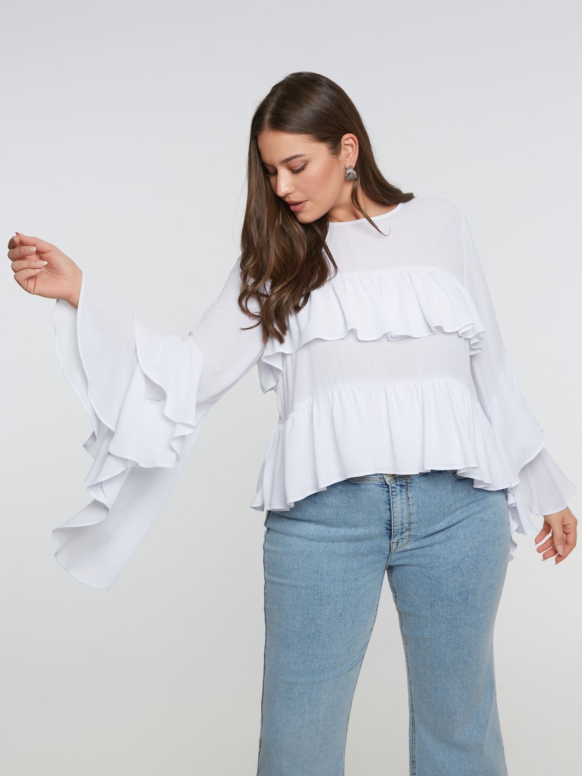 Ruffle cascade blouse