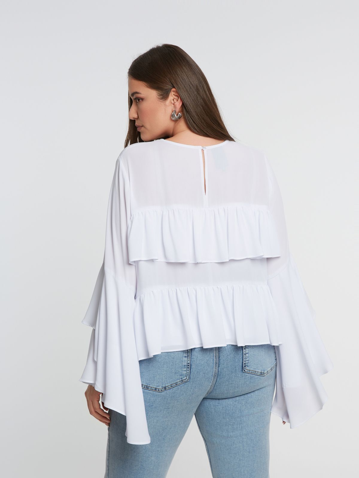 Ruffle cascade blouse