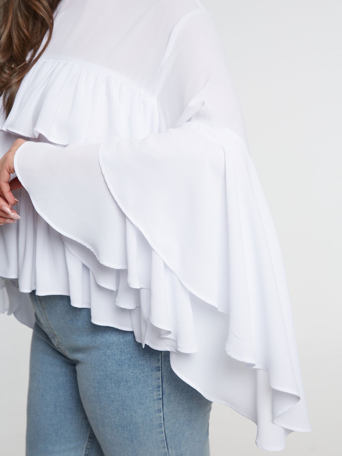 Ruffle cascade blouse