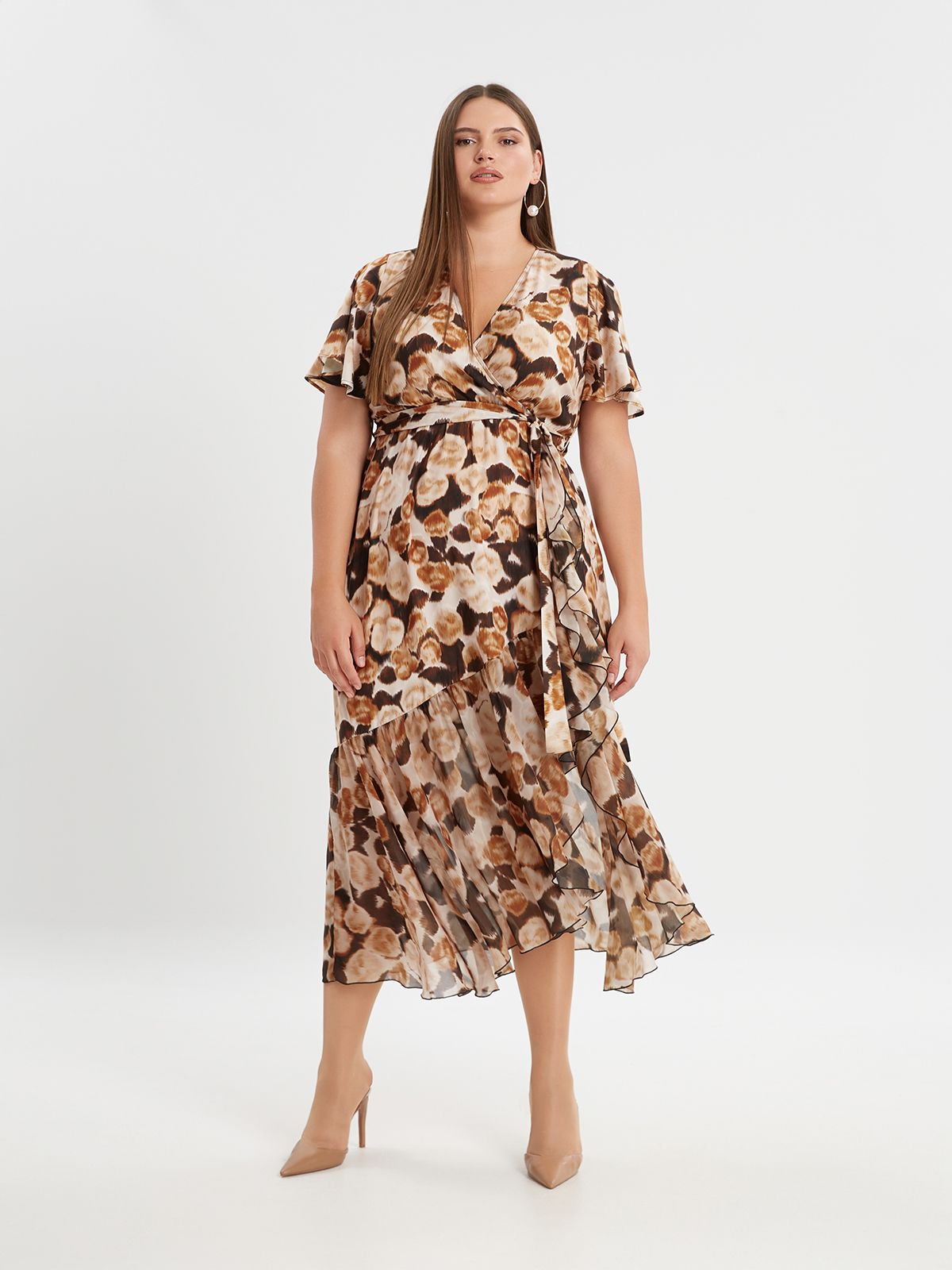 Ruffled wrap dress in floral print