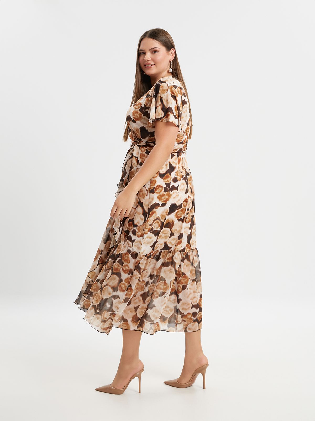 Ruffled wrap dress in floral print