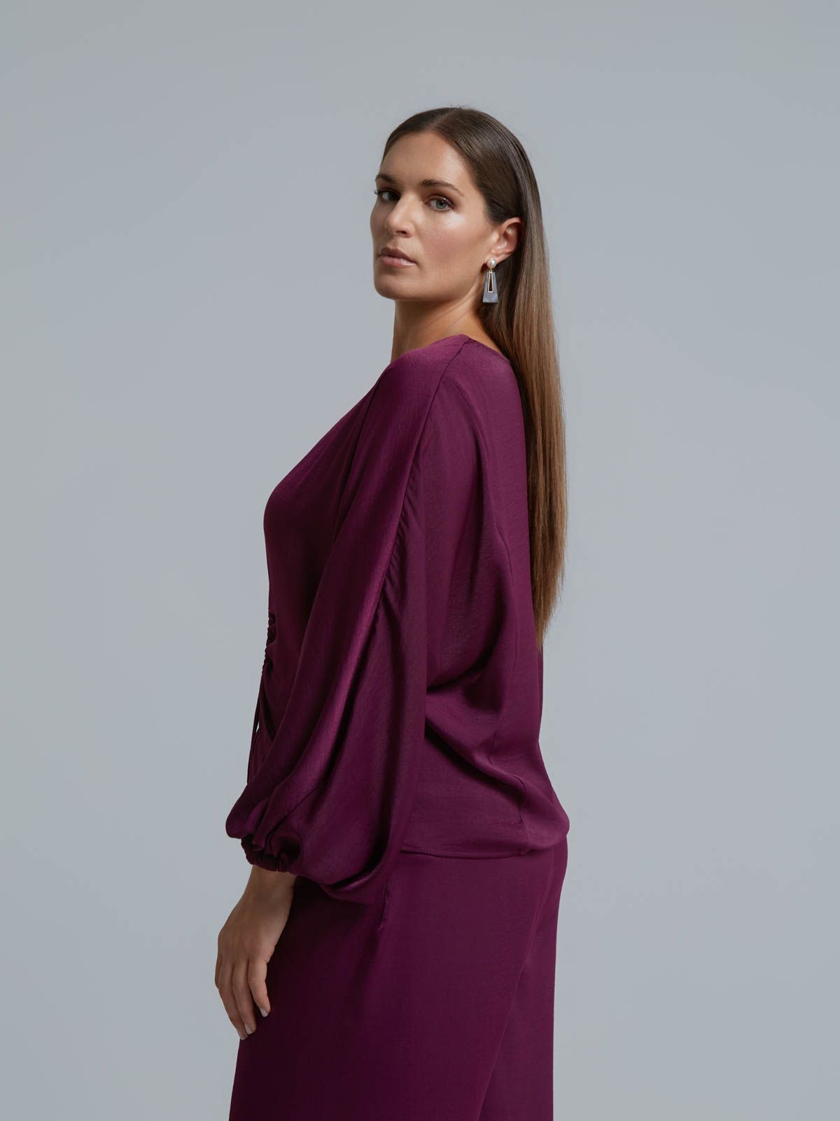 Satin blouse with drawstring detail