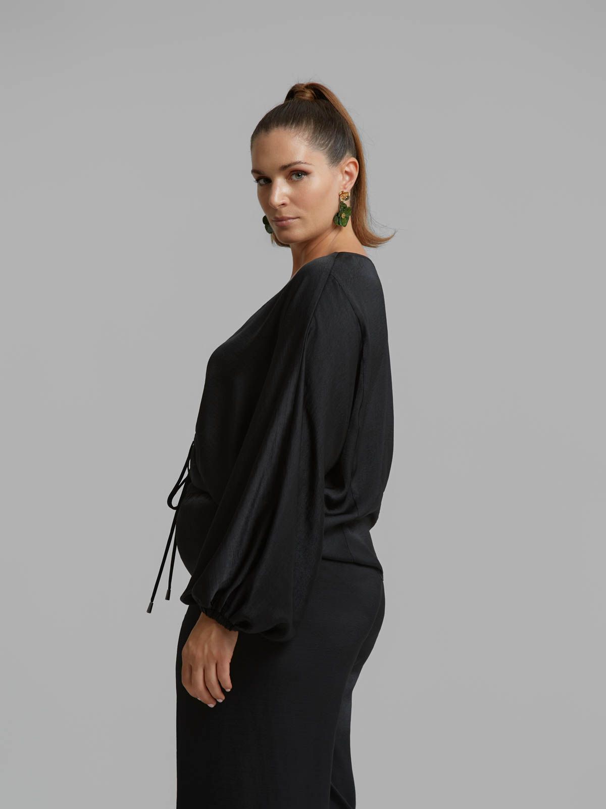 Satin blouse with drawstring detail