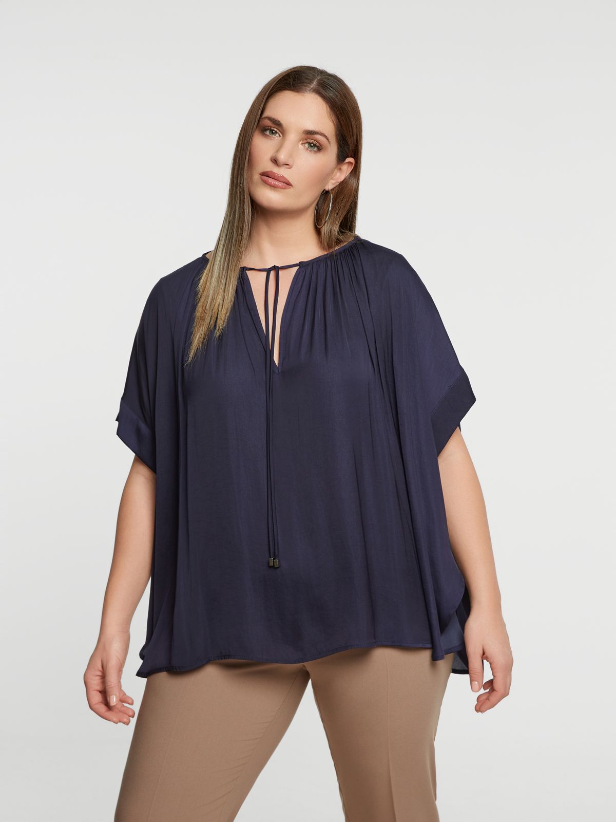 Satin blouse with tie neck
